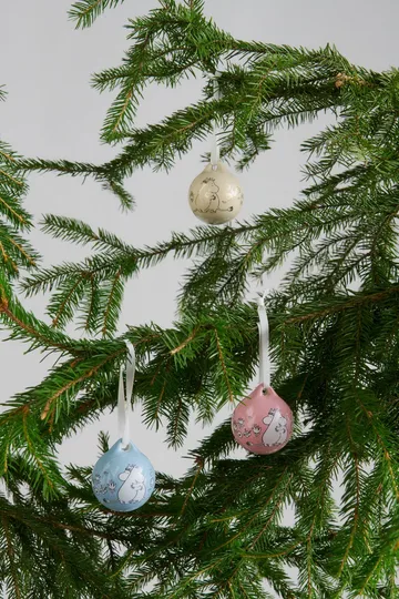 Kärlek bola de Natal Moomin - Rosa-azul, 5 cm, pack de 2 - Moomin Arabia