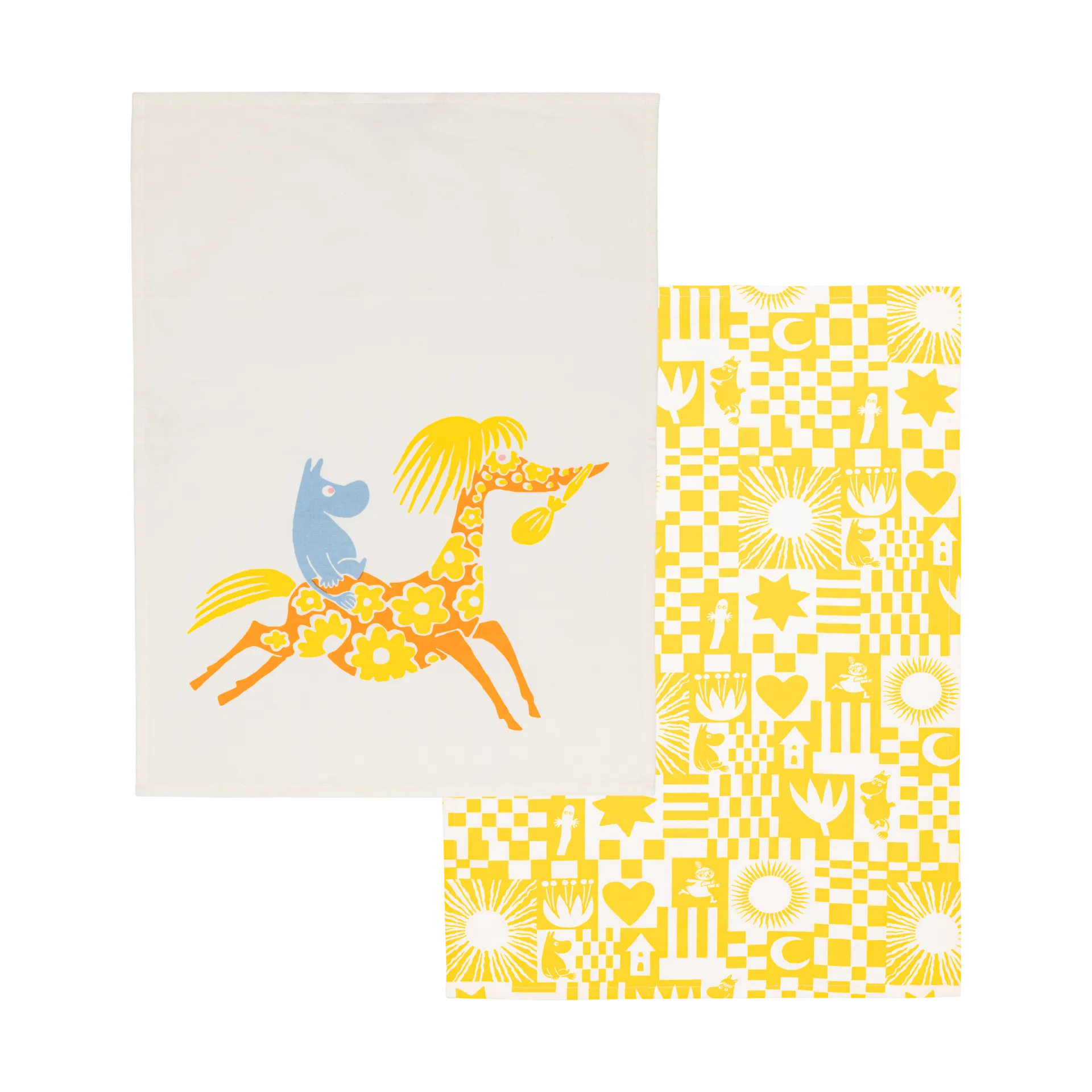 Moomin Party pano de cozinha 50x70 cm conjunto de 2, Amarelo Moomin Arabia
