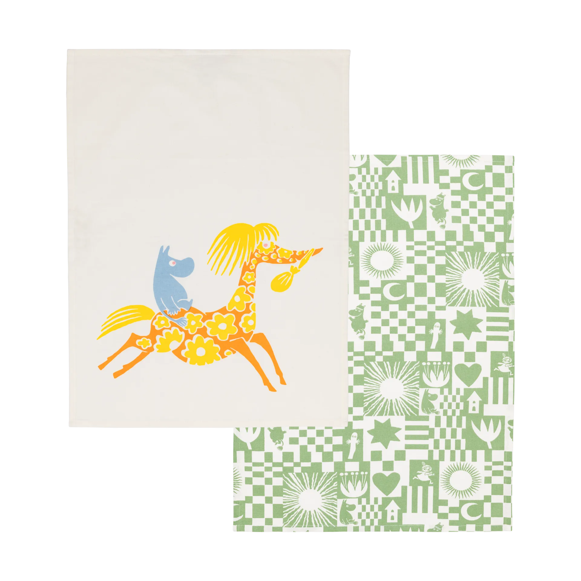 Moomin Party pano de cozinha 50x70 cm conjunto de 2, Verde Moomin Arabia