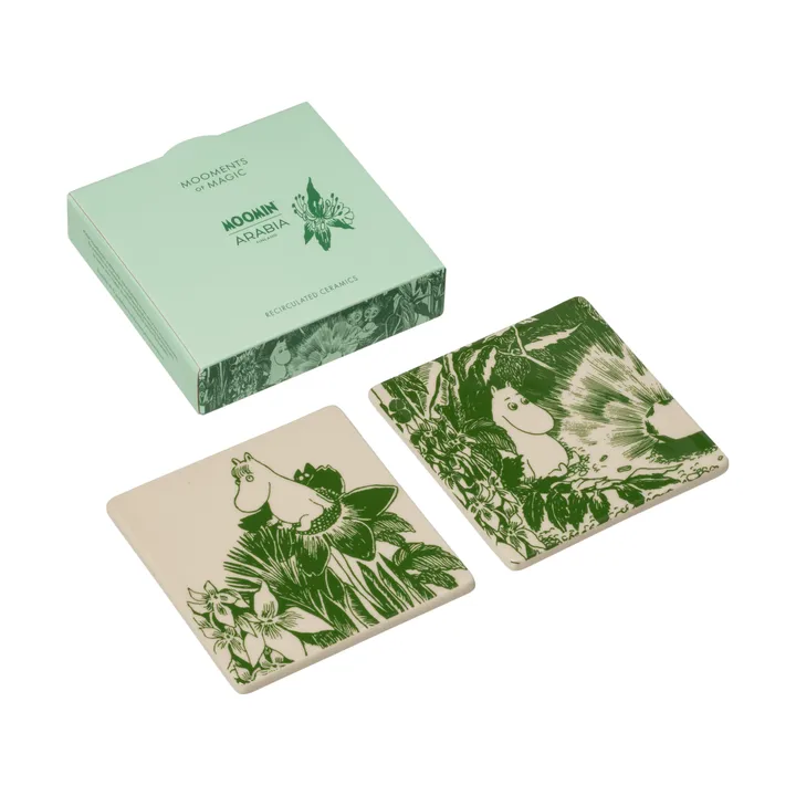 Mystikens skog Mumin bases para copos - Verde, 10x10 cm, pack de 2 - Moomin Arabia