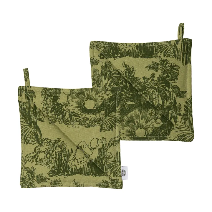Mystikens skog Mumin pegas de cozinha - Verde, 22x22 cm, pack de 2 - Moomin Arabia