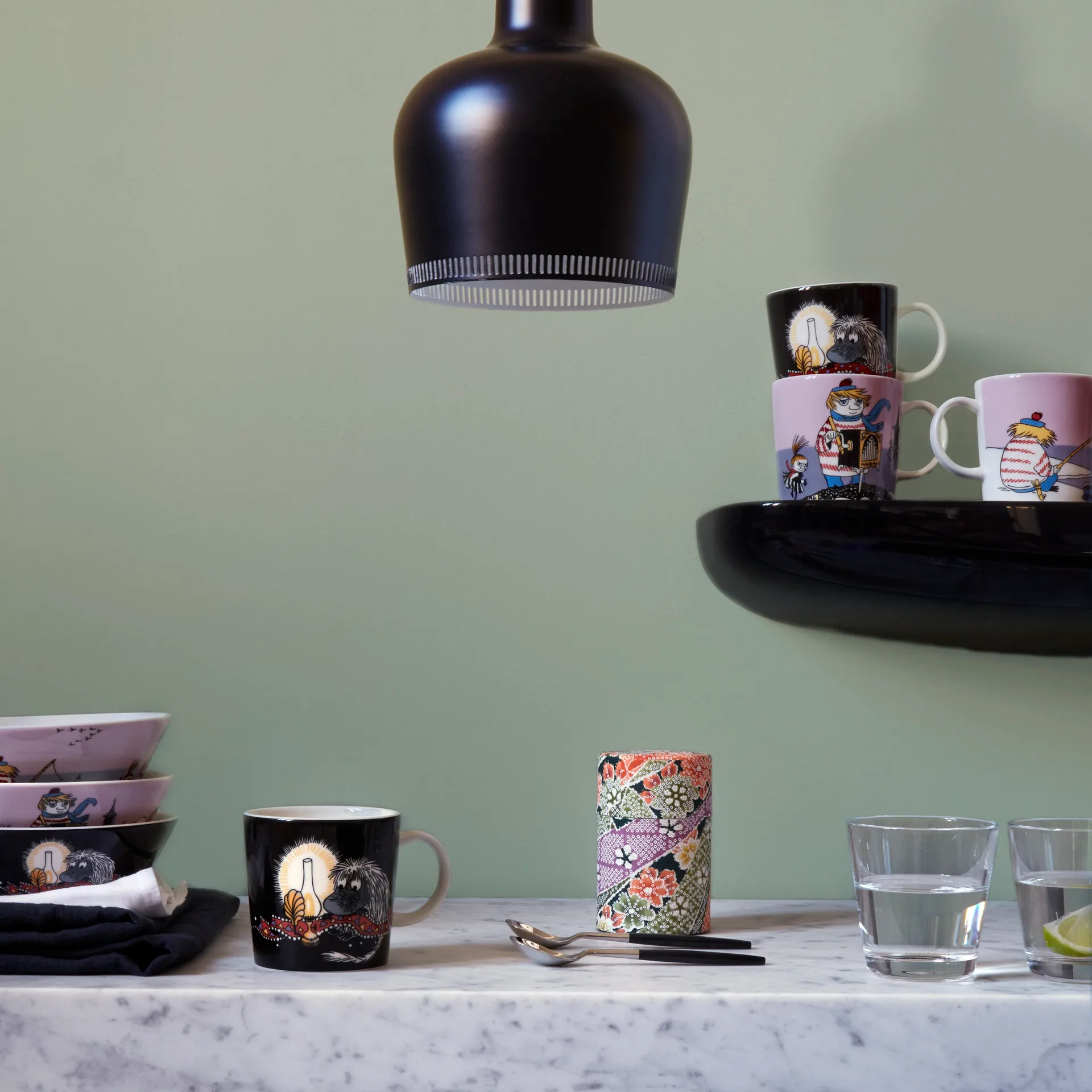 Tigela Ancestor Moomin, preto Moomin Arabia