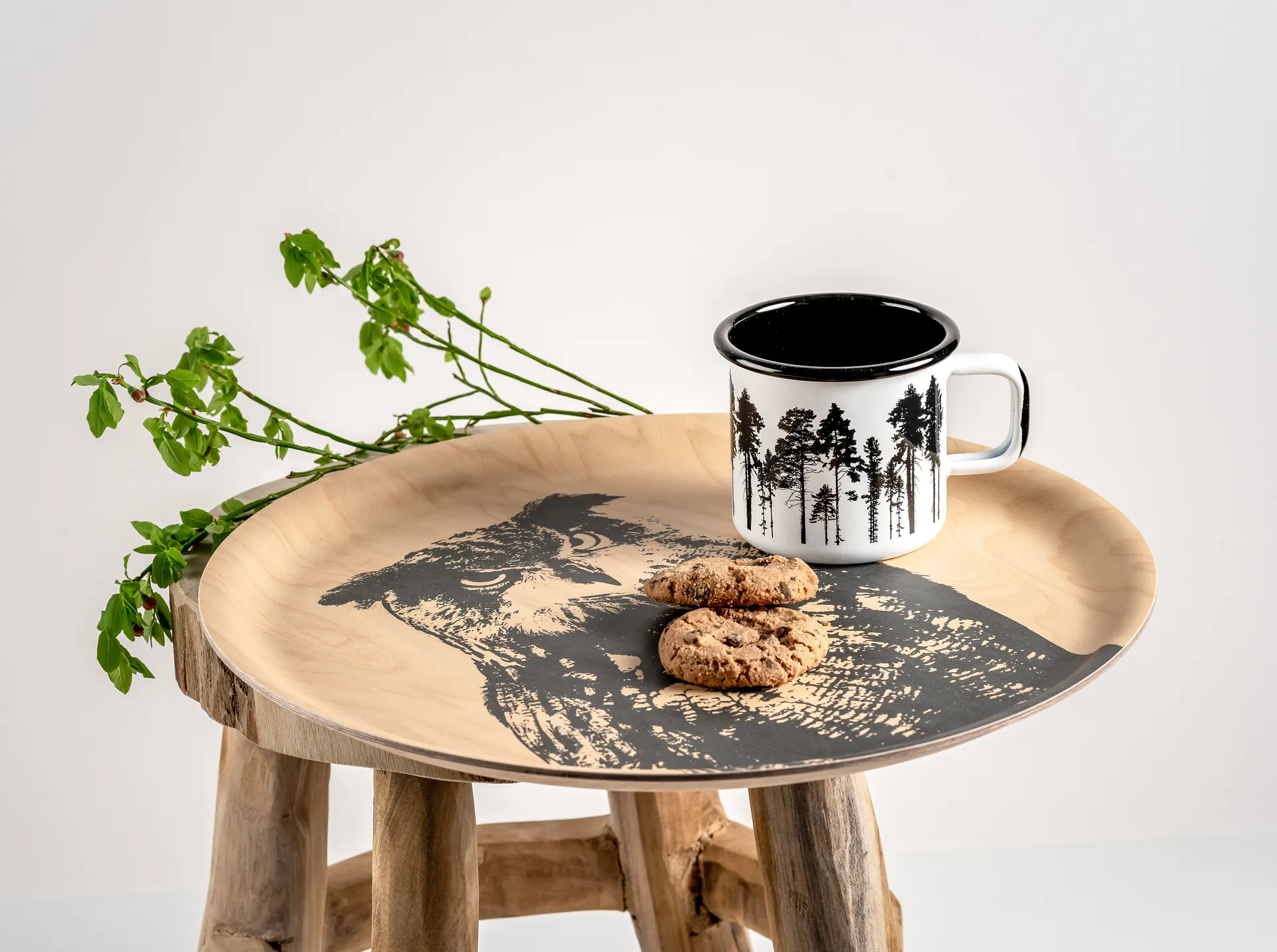 Bandeja Nordic The Eagle Owl Ø35 cm, Preto-natural Muurla