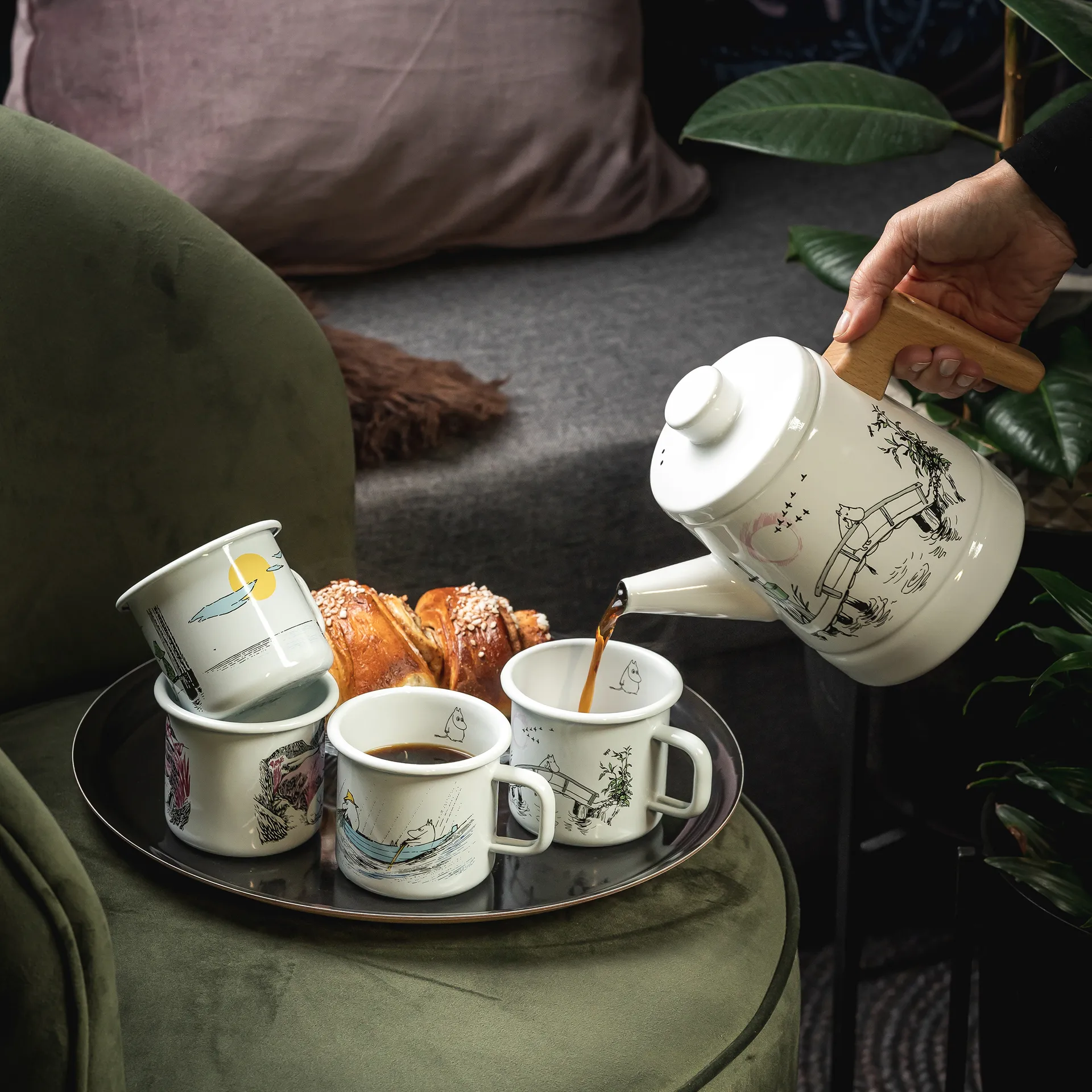 Bule de café esmalte Missing you 1,6 l, branco Muurla