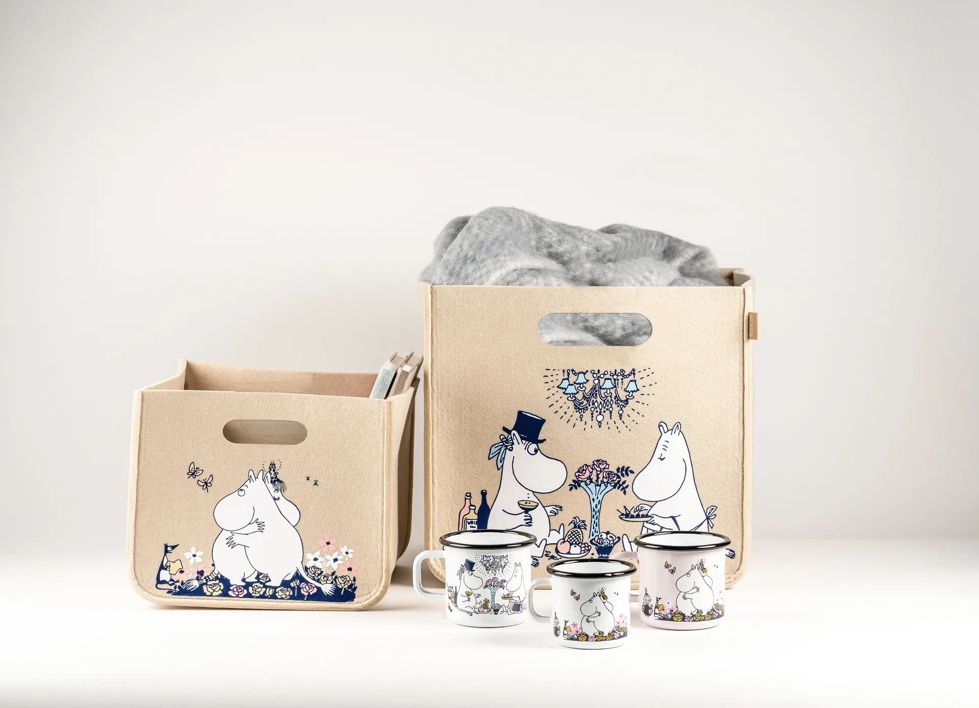 Caixa de arrumação Mumin Hug 26x26 cm, Bege Muurla