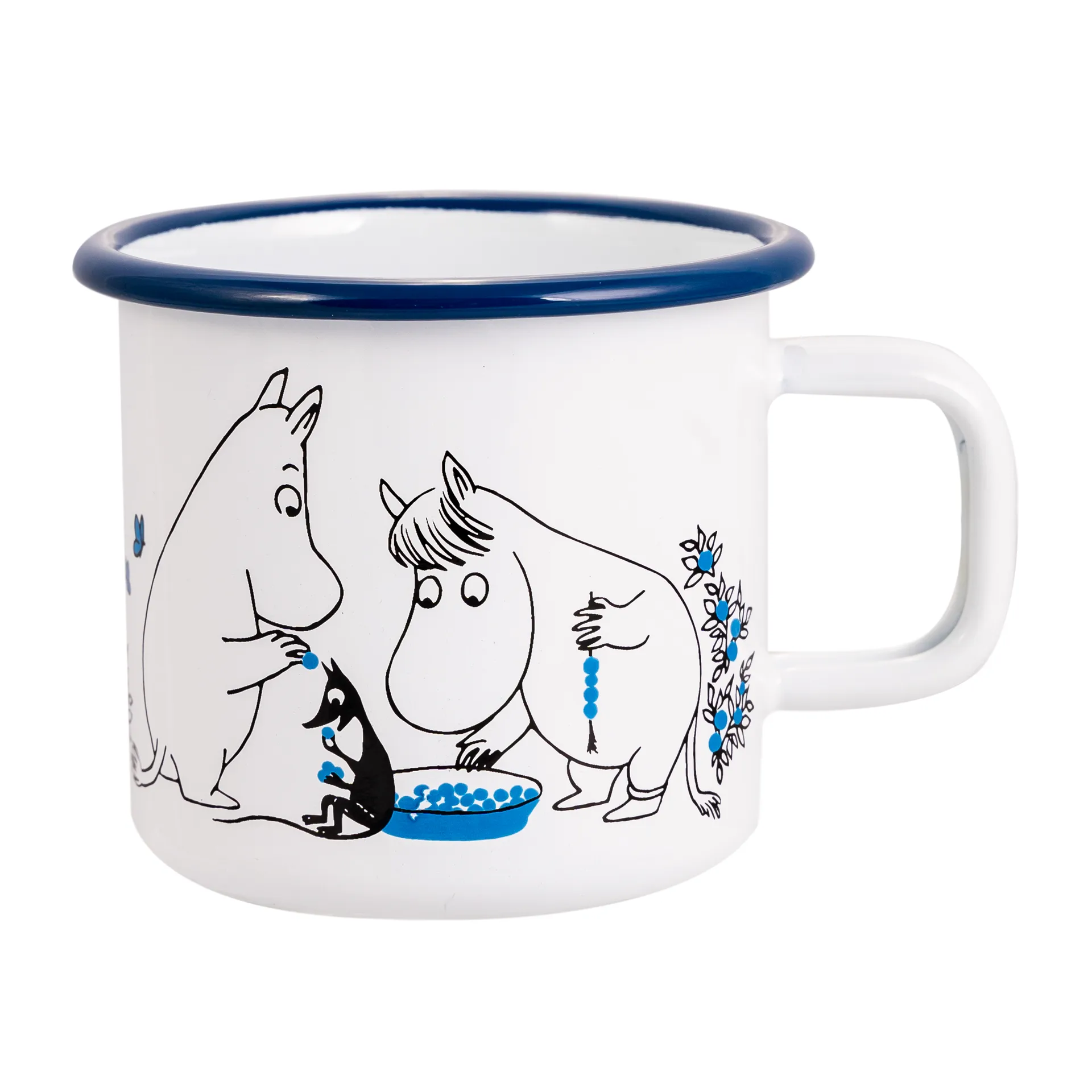Caneca esmalte Blueberries 37 cl, Branco Muurla