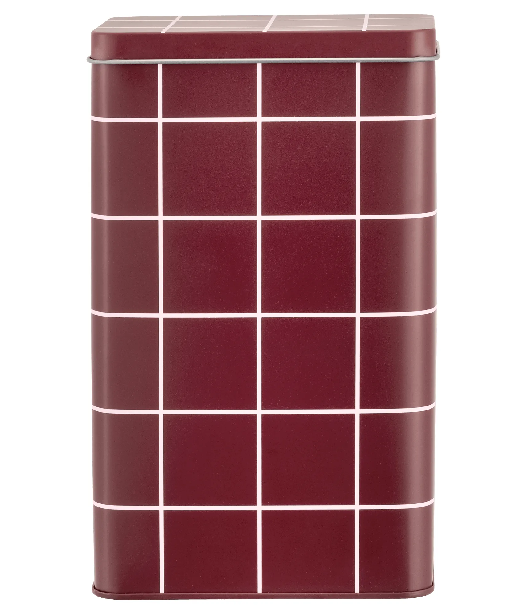 Checks & Stripes lata de café em metal, Brown-pink, 12x8x20 cm Muurla