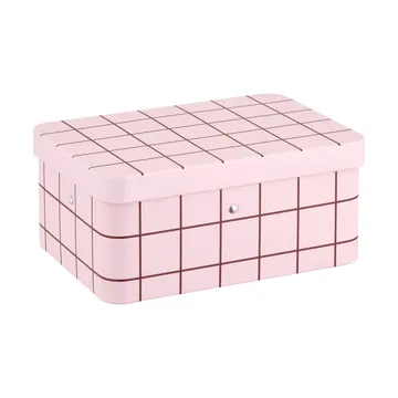 Checks & Stripes lata de chá em metal - Pink-brown, 17,5x13x7,5 cm - Muurla