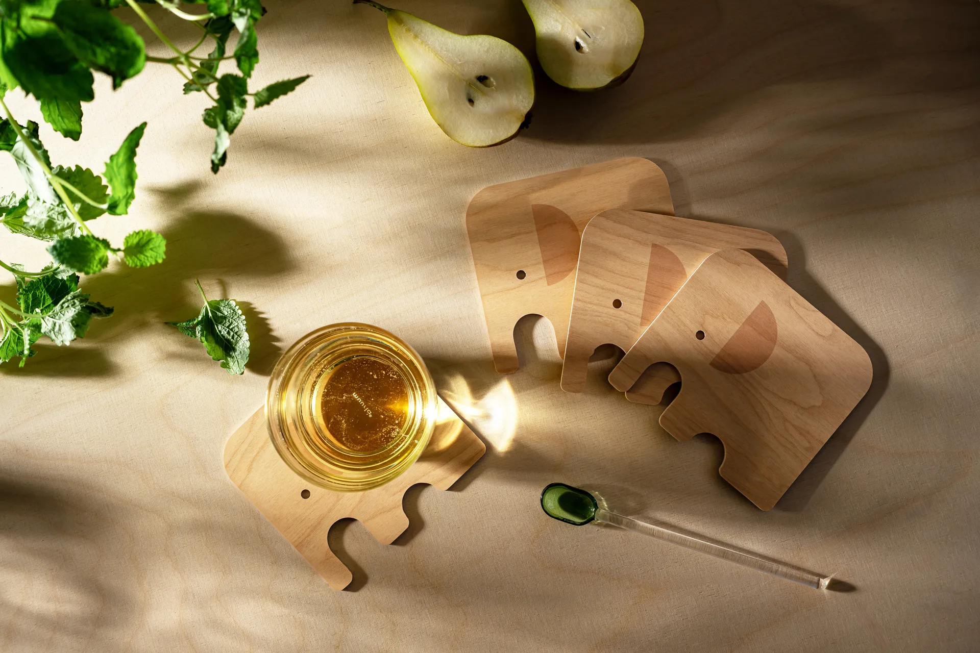 Elephant base para copos 11x10 cm, Blue Muurla