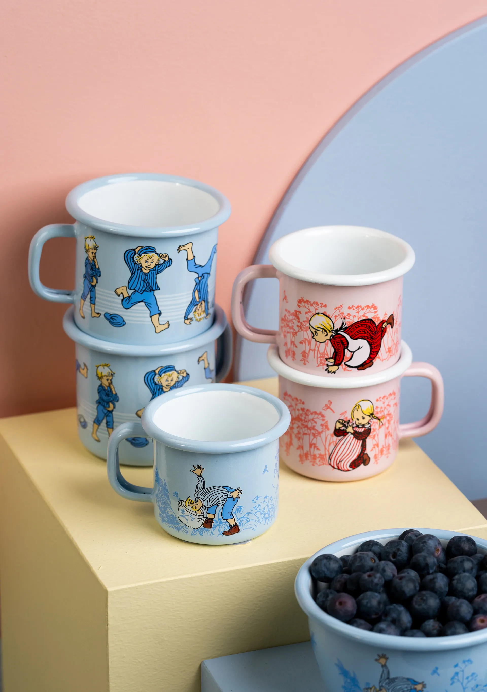Emil em Lönneberga caneca de esmalte 2,5 dl, Azul claro Muurla