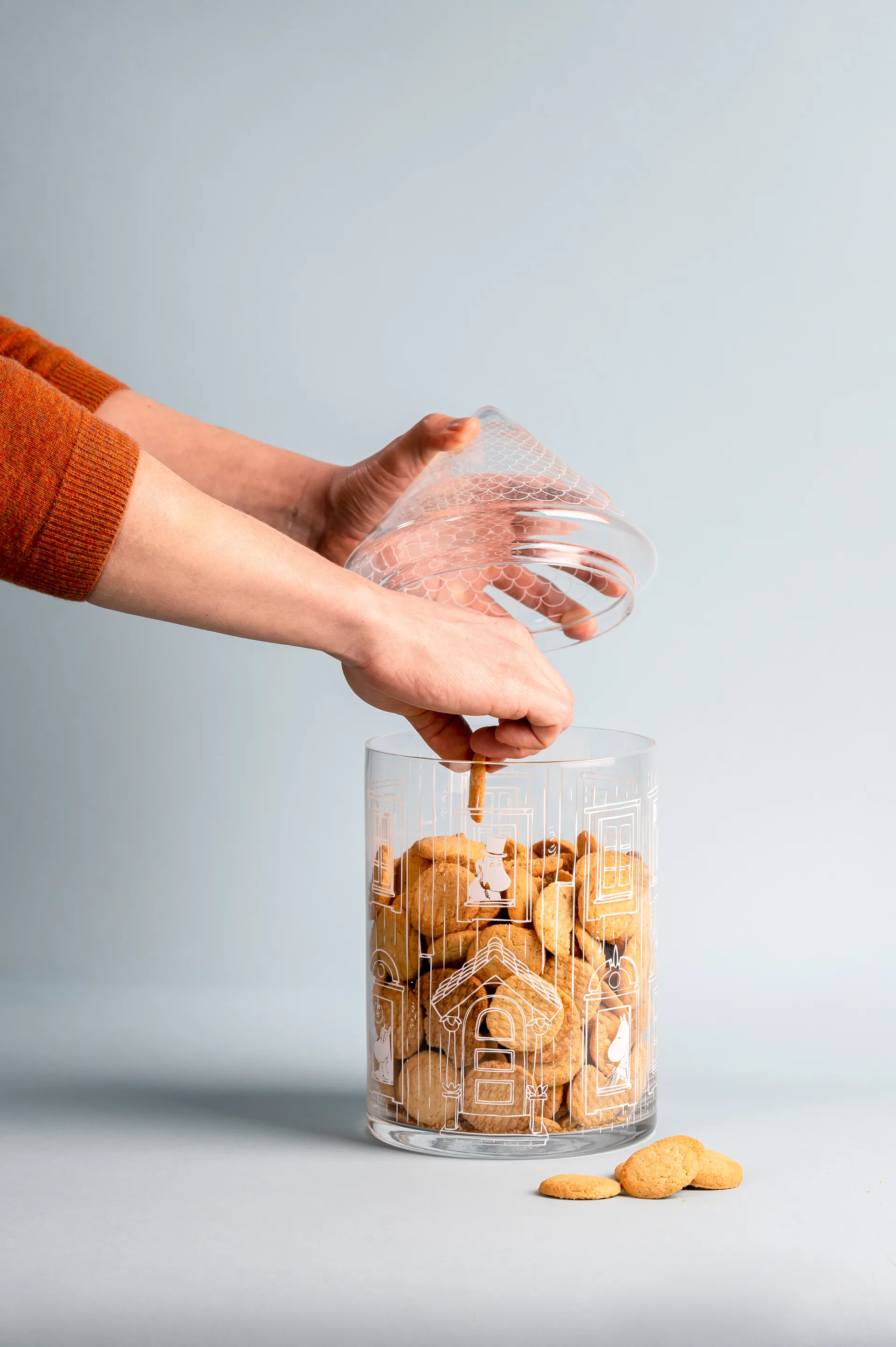 Frasco de vidro com tampa Moominhouse 30,5 cm, Claro Muurla