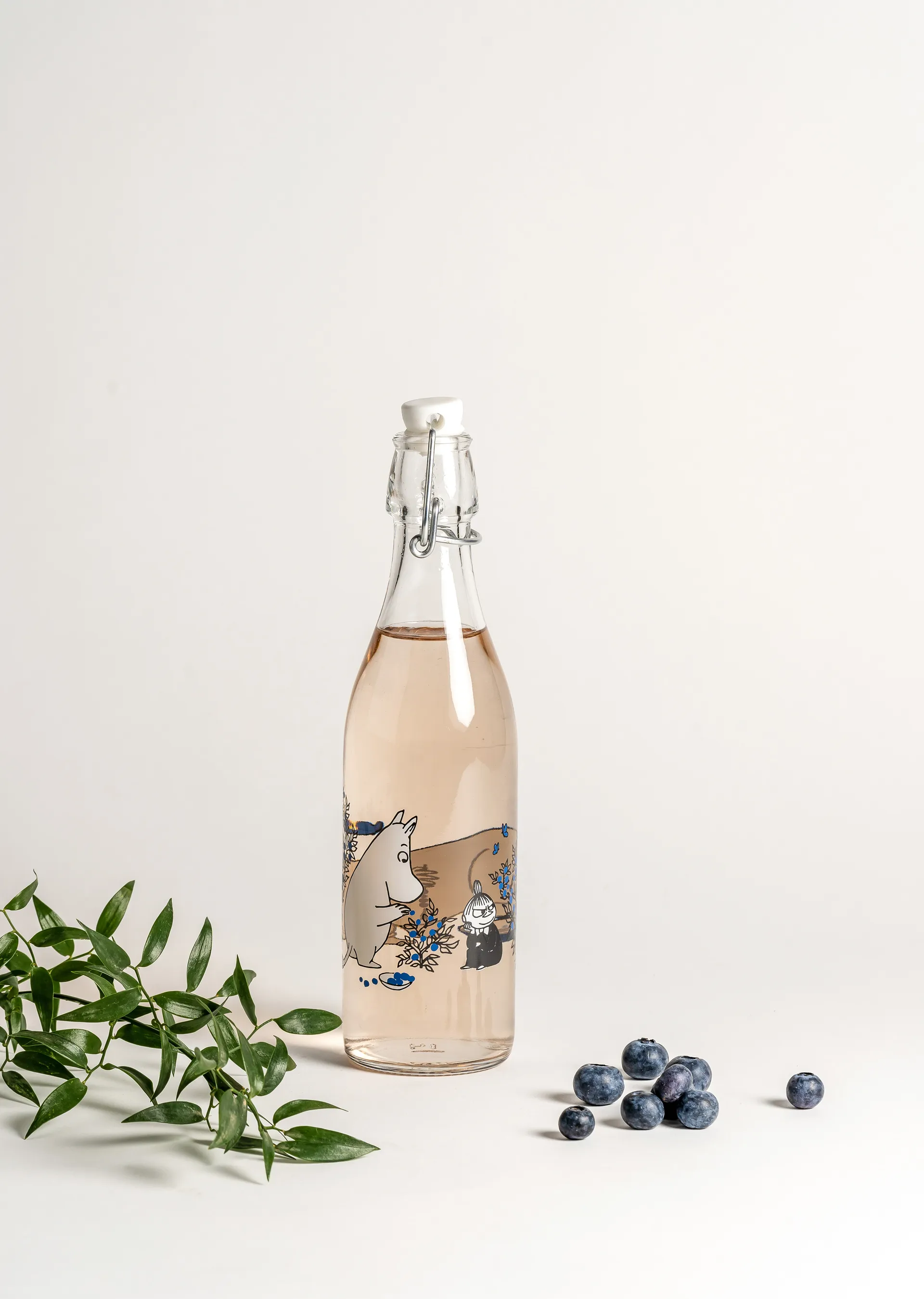 Garrafa de vidro Blueberries 0,5 L, Transparent Muurla