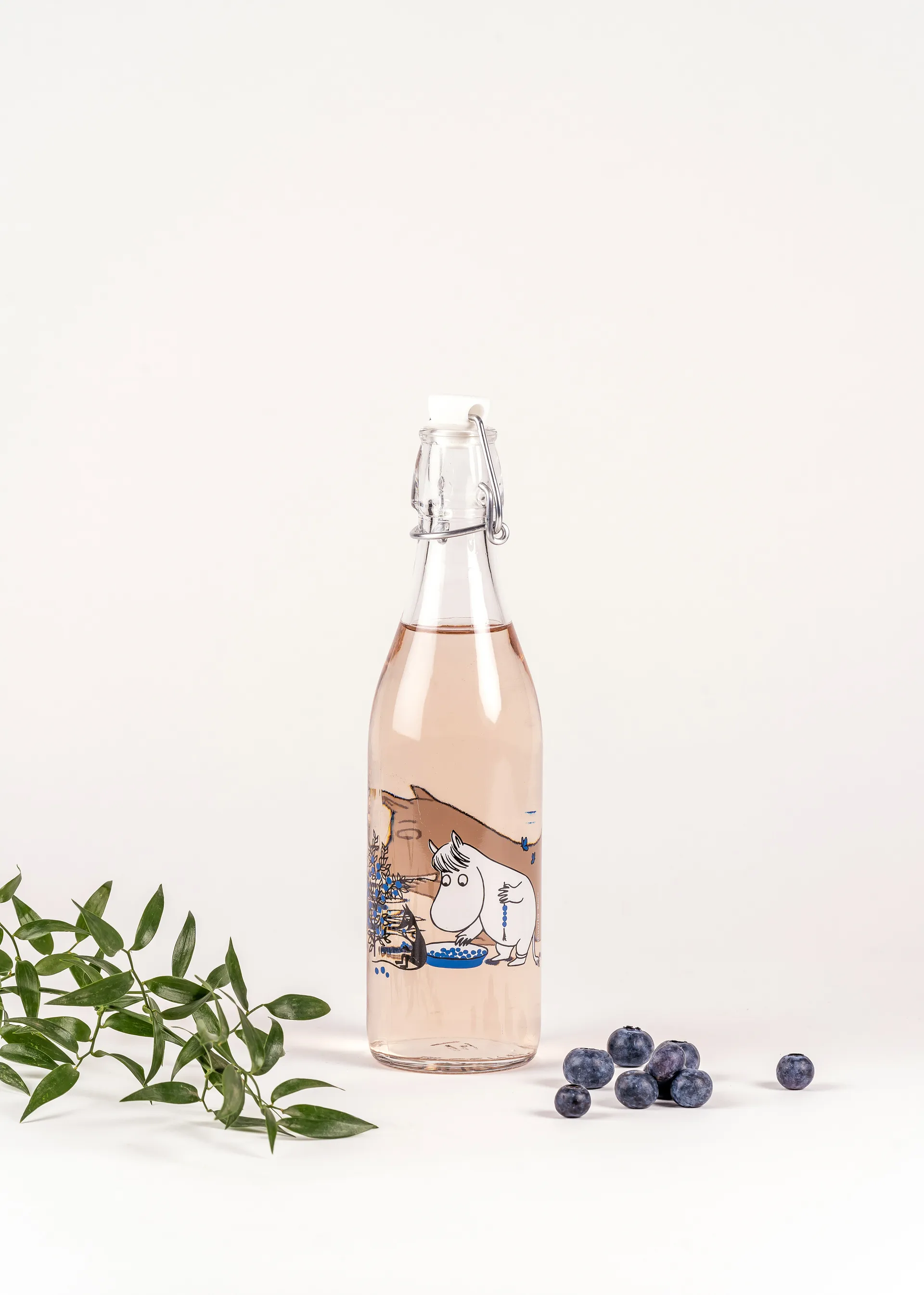 Garrafa de vidro Blueberries 0,5 L, Transparent Muurla