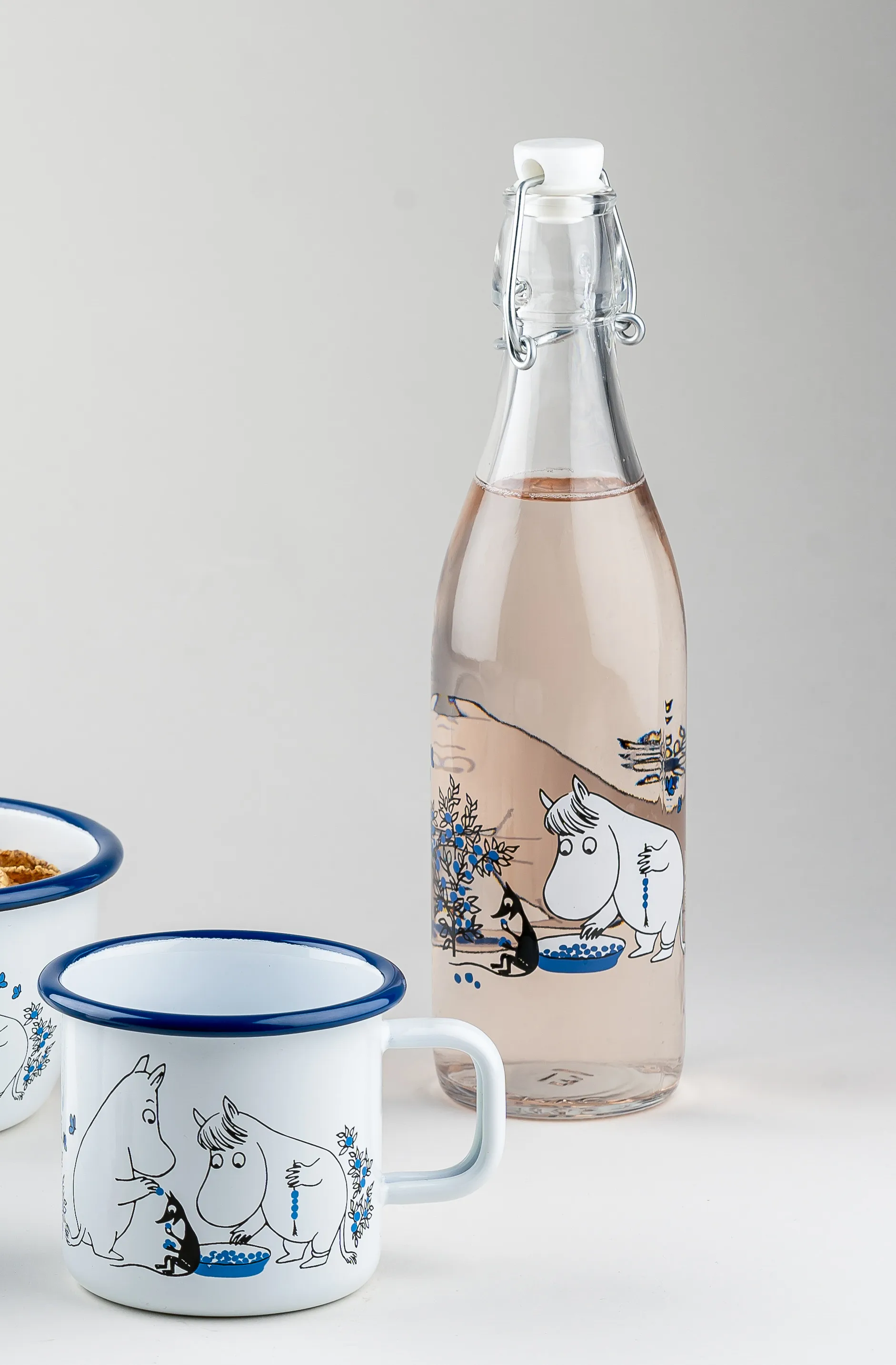 Garrafa de vidro Blueberries 0,5 L, Transparent Muurla