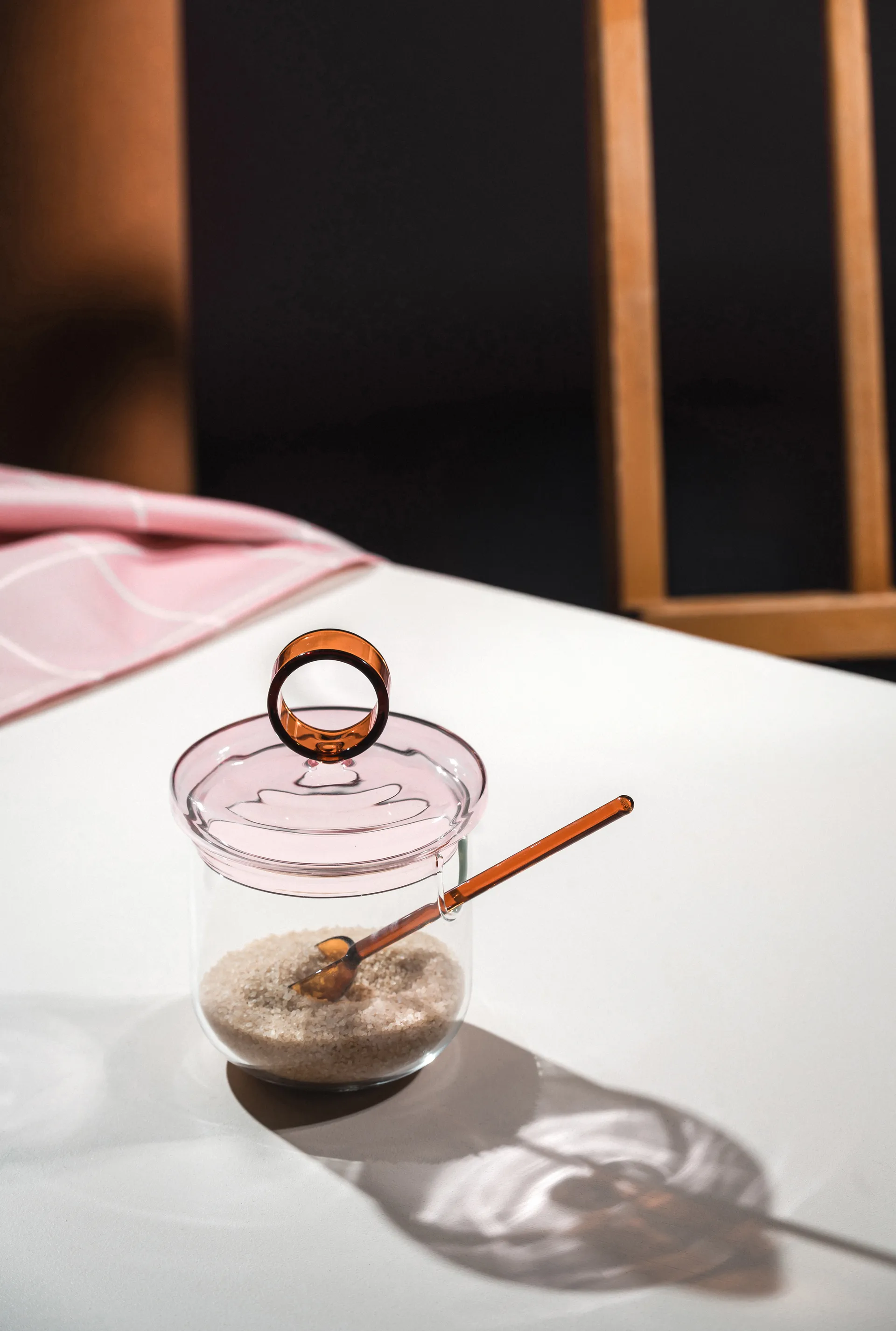 Loop açucareiro com colher Ø14 cm, Claro-rosa-âmbar Muurla