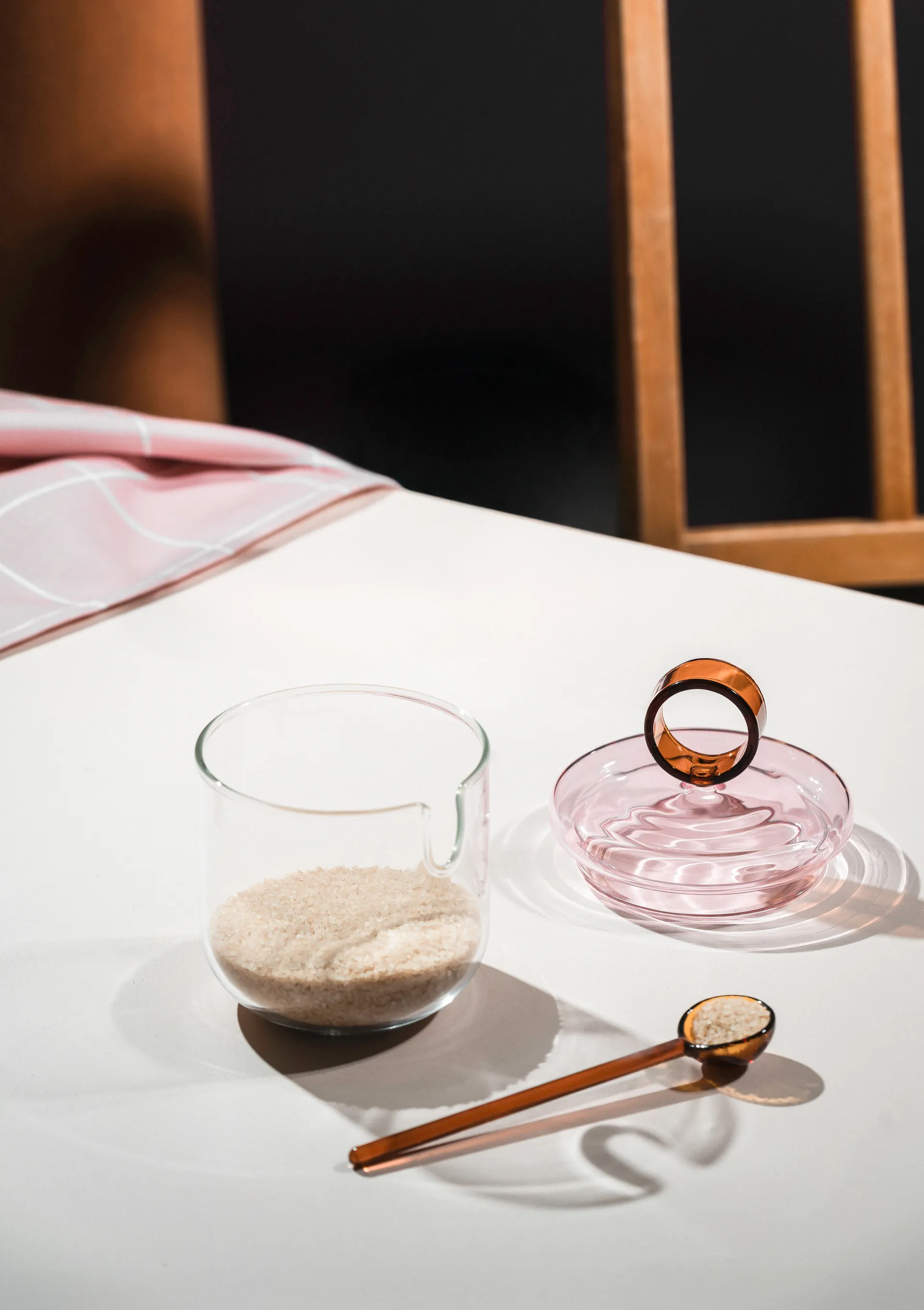 Loop açucareiro com colher Ø14 cm, Claro-rosa-âmbar Muurla