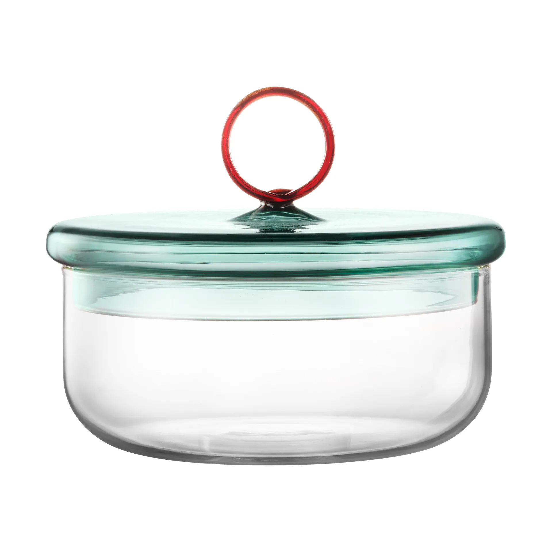 Loop tigela baixa com tampa Ø15 cm, Claro-verde-azulado-âmbar Muurla