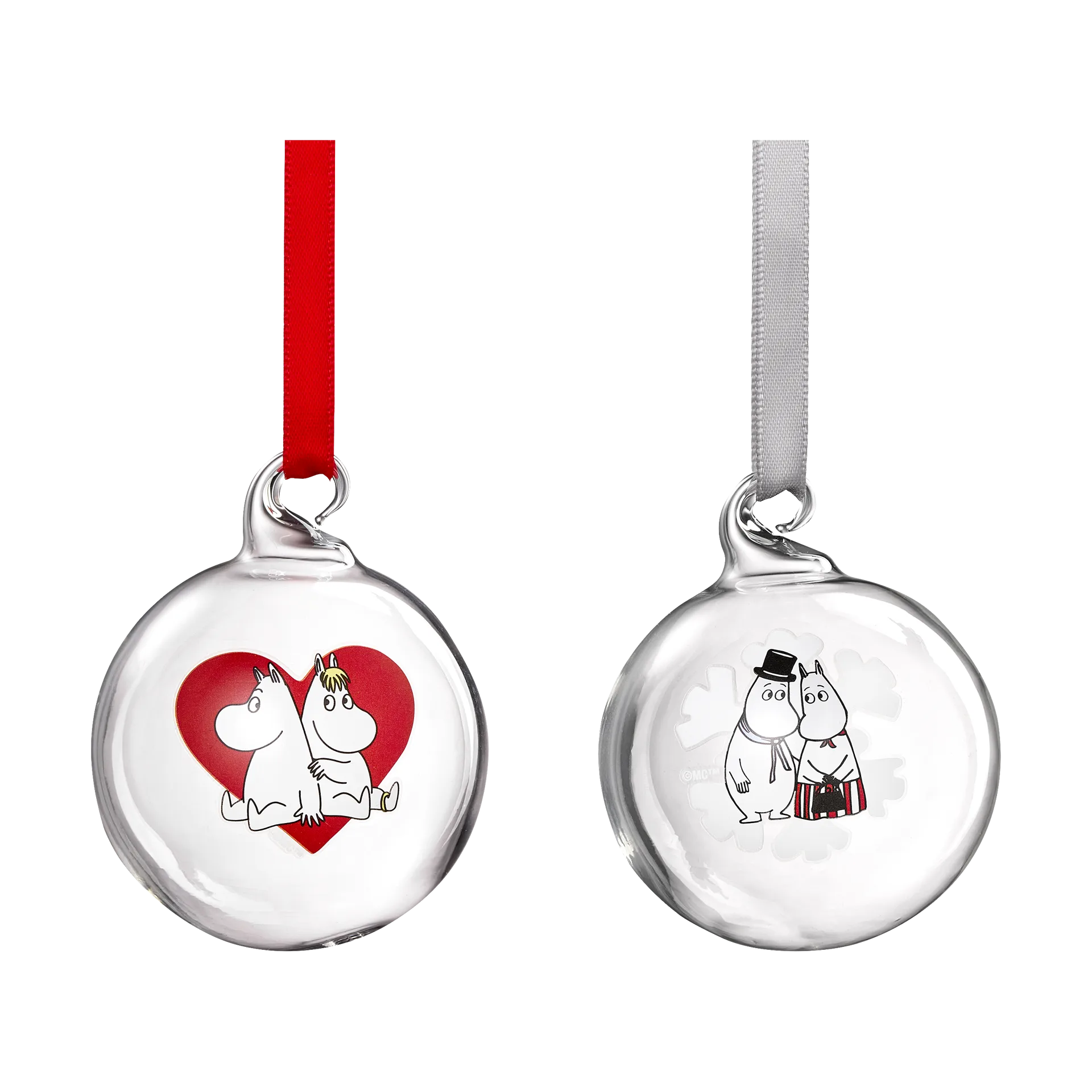 Mumin bola de Natal Ø5 cm 2 peças, Coração-floco de neve Muurla
