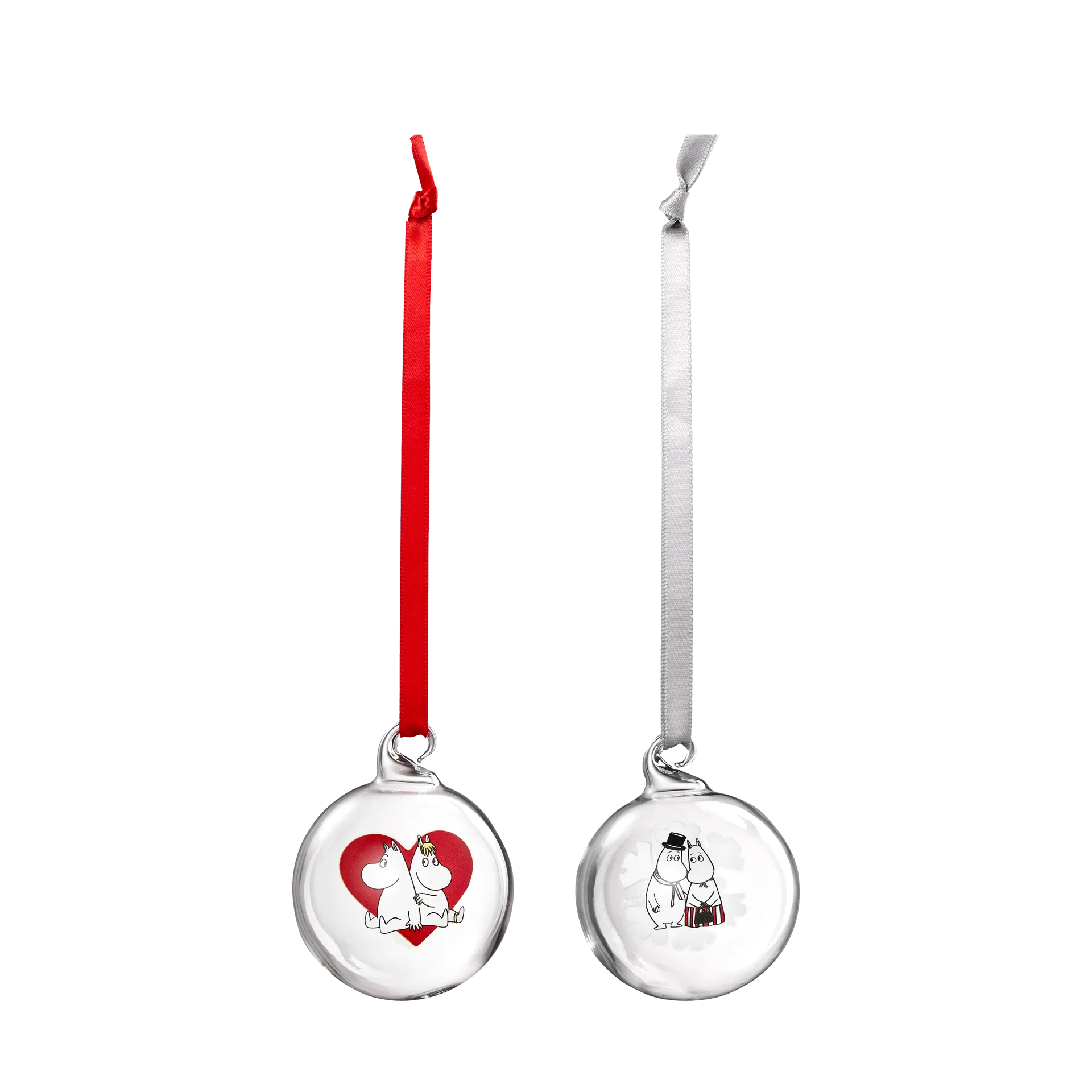 Mumin bola de Natal Ø5 cm 2 peças, Coração-floco de neve Muurla