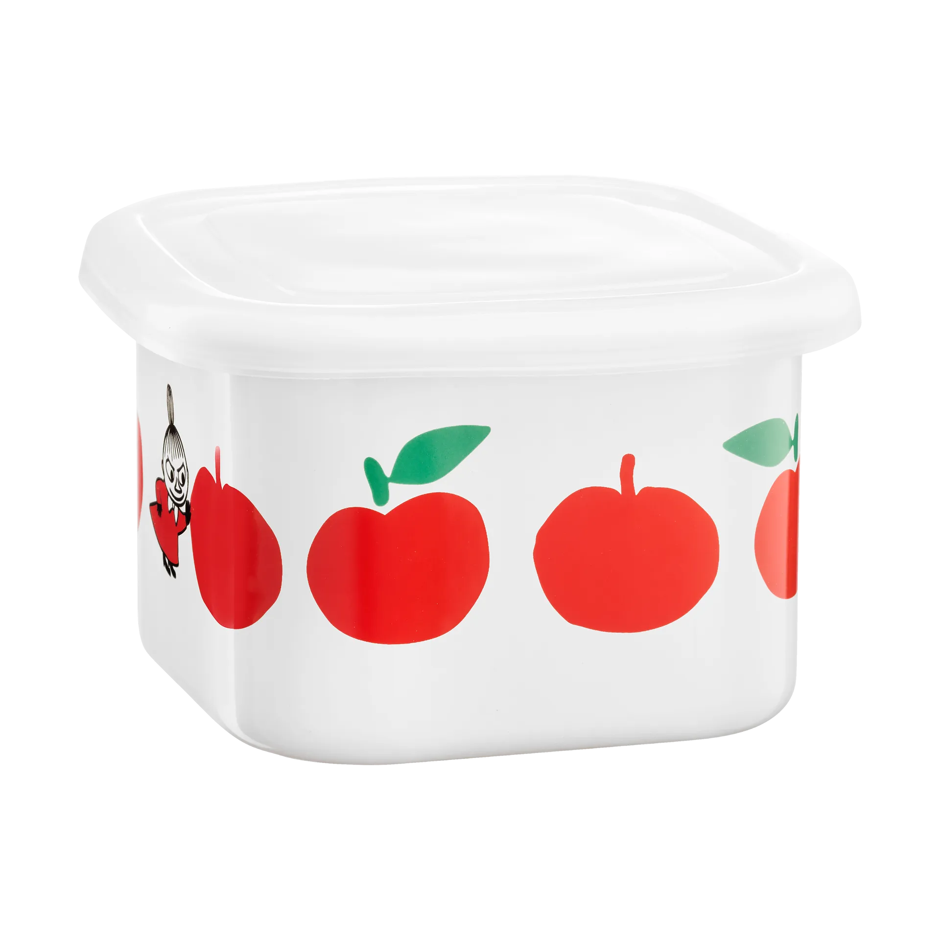Mumin lata de esmalte com tampa 0,67 L, Joyfull Apples-vermelho Muurla