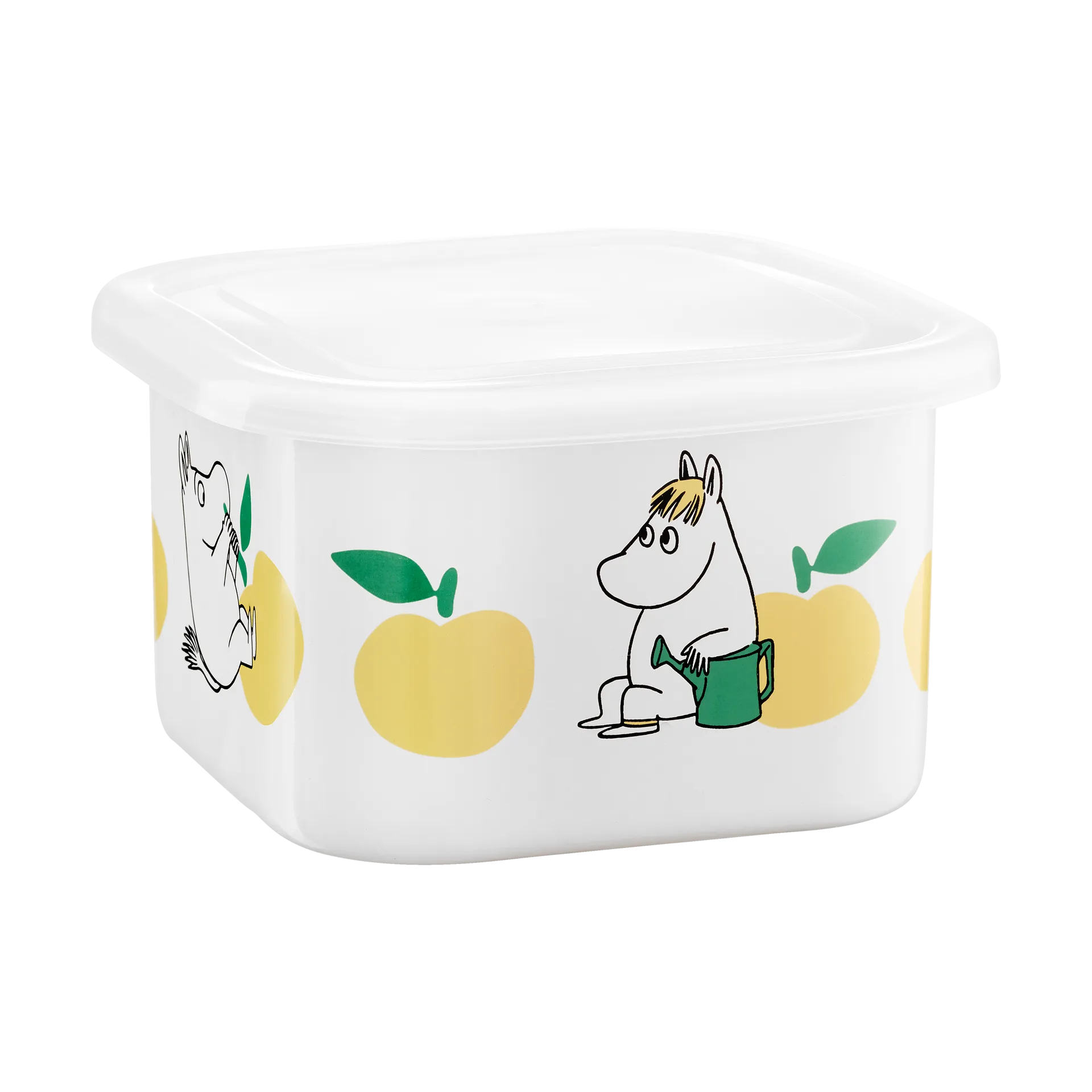 Mumin lata de esmalte com tampa 1 L, Joyfull Apples-amarelo Muurla