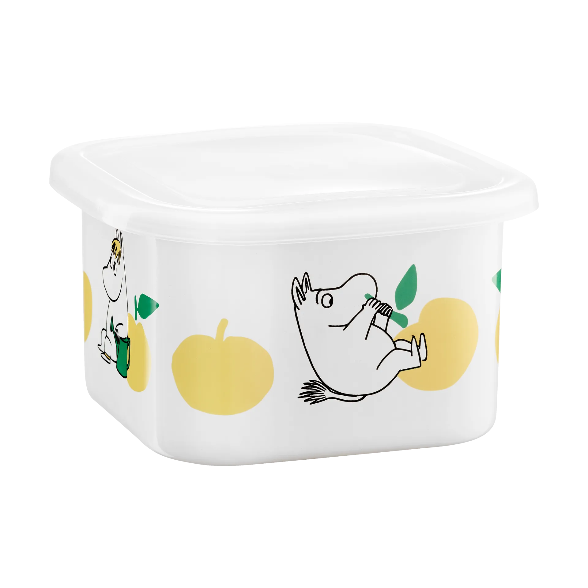 Mumin lata de esmalte com tampa 1 L, Joyfull Apples-amarelo Muurla