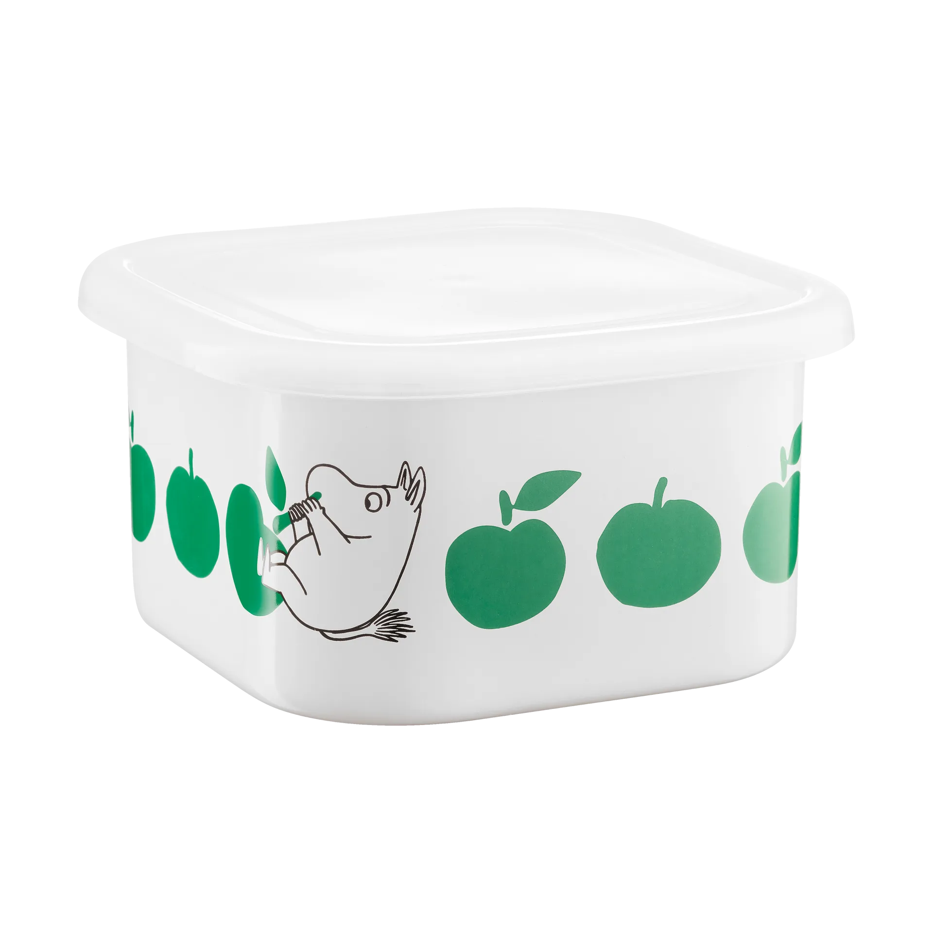 Mumin lata de esmalte com tampa 1,5 L, Joyfull Apples-verde Muurla