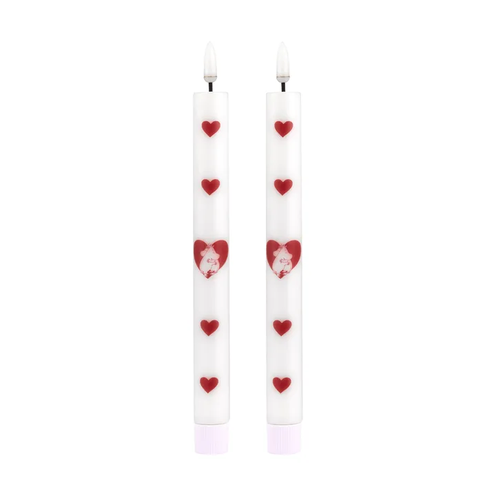 Mumin vela LED para candelabro 25 cm - Heart, 2-pack - Muurla