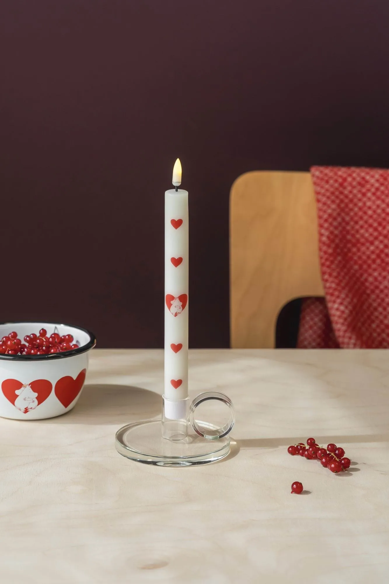 Mumin vela LED para candelabro 25 cm, Heart, 2-pack Muurla