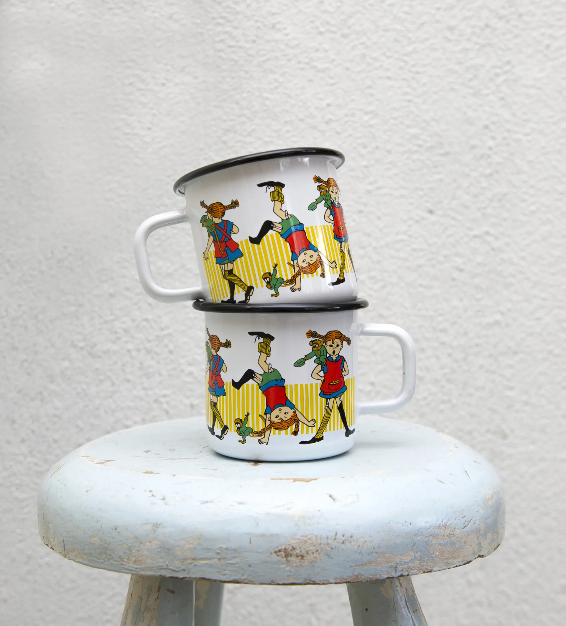 Pippi Långstrump caneca de esmalte 3,7 dl, Branco Muurla