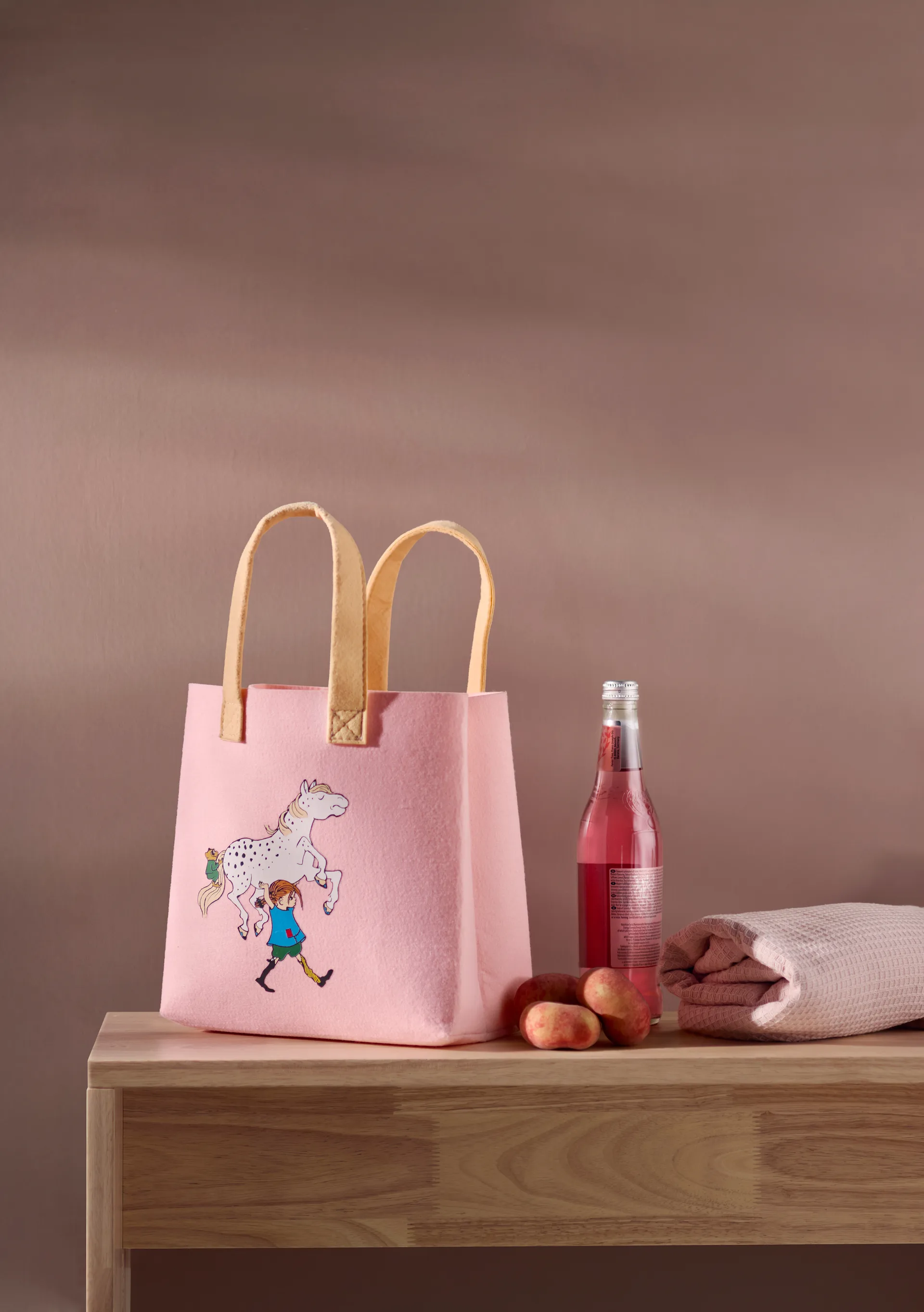 Pippi Tote Bag bolsa 25x25 cm, Pippi e o Cavalo Muurla