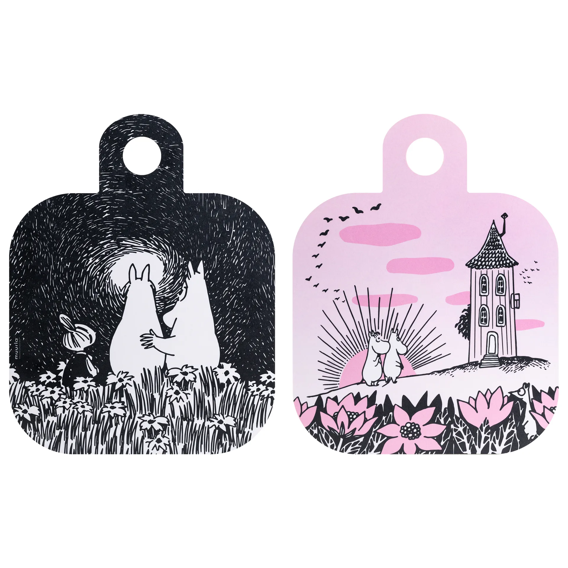 Tabuleiro Friendship Chop & Serve 25x32 cm, preto-rosa Muurla