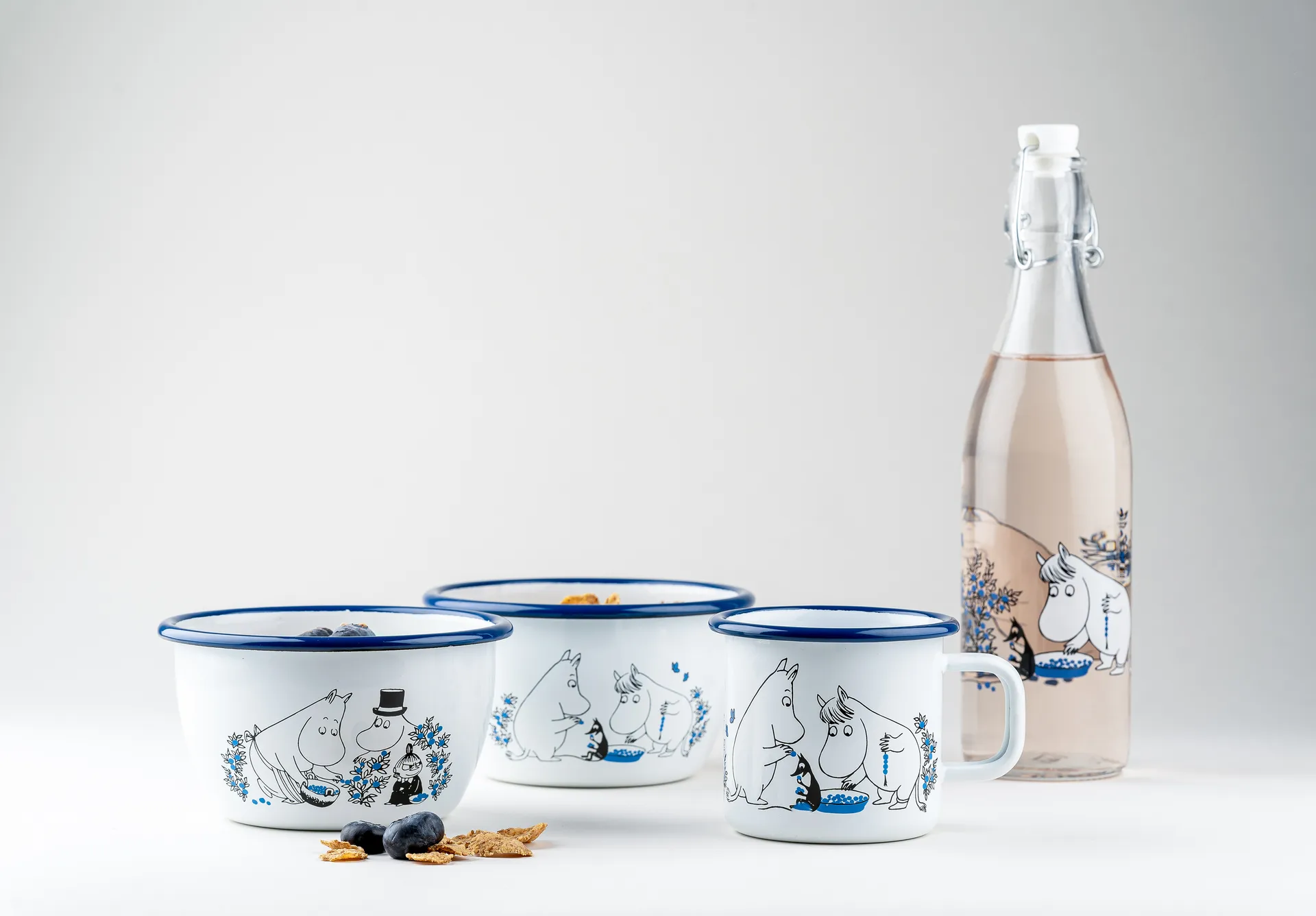 Tigela esmalte Blueberries 60 cl, Branco Muurla
