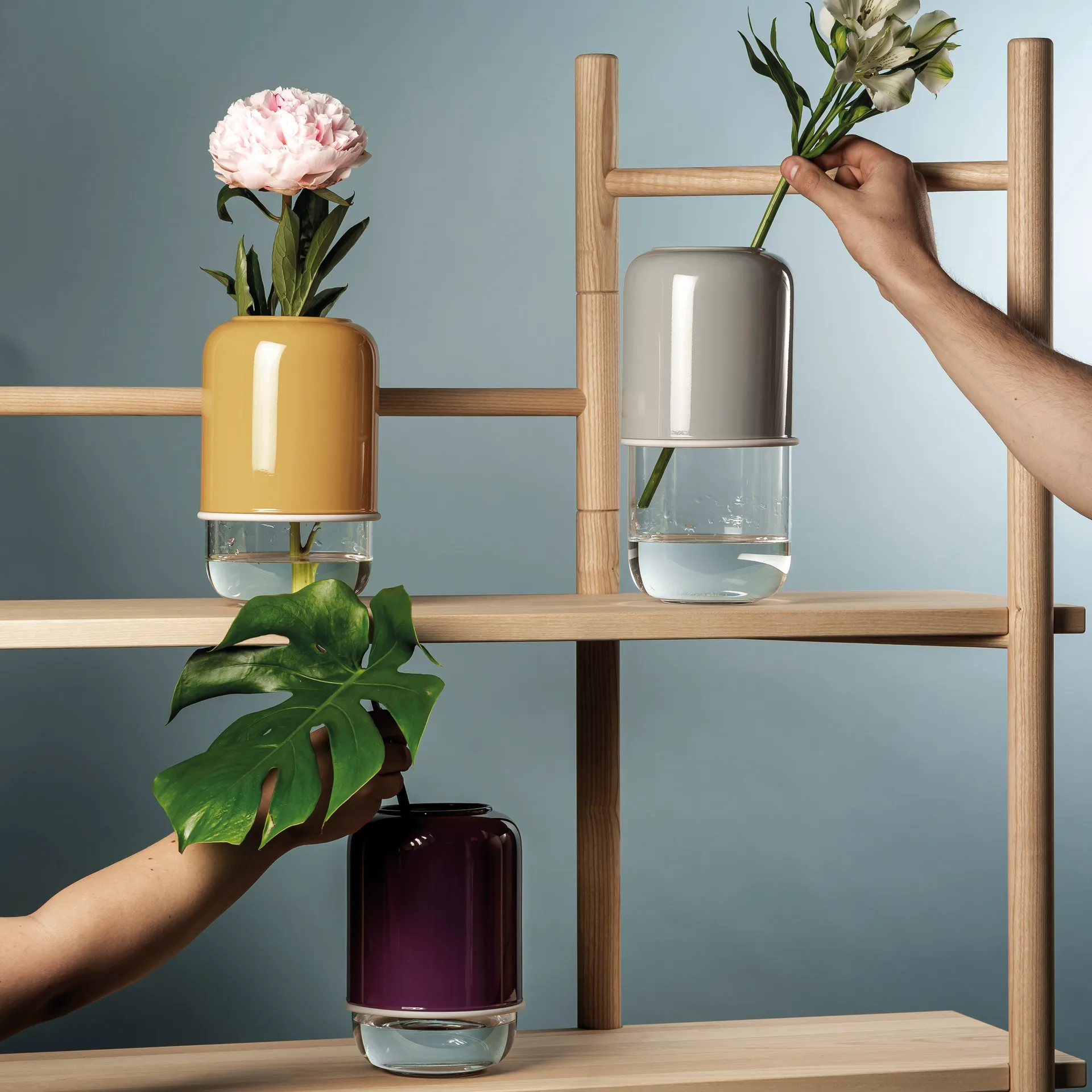 Vaso ajustável Capsule 18-28 cm, roxo-transparente Muurla