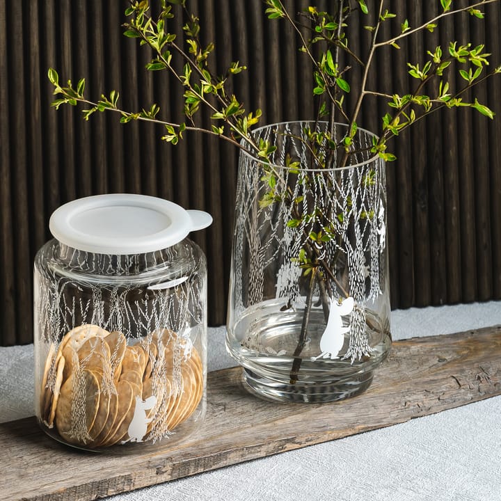 Vaso/lanterna In the Woods 20 cm, transparente-branco Muurla