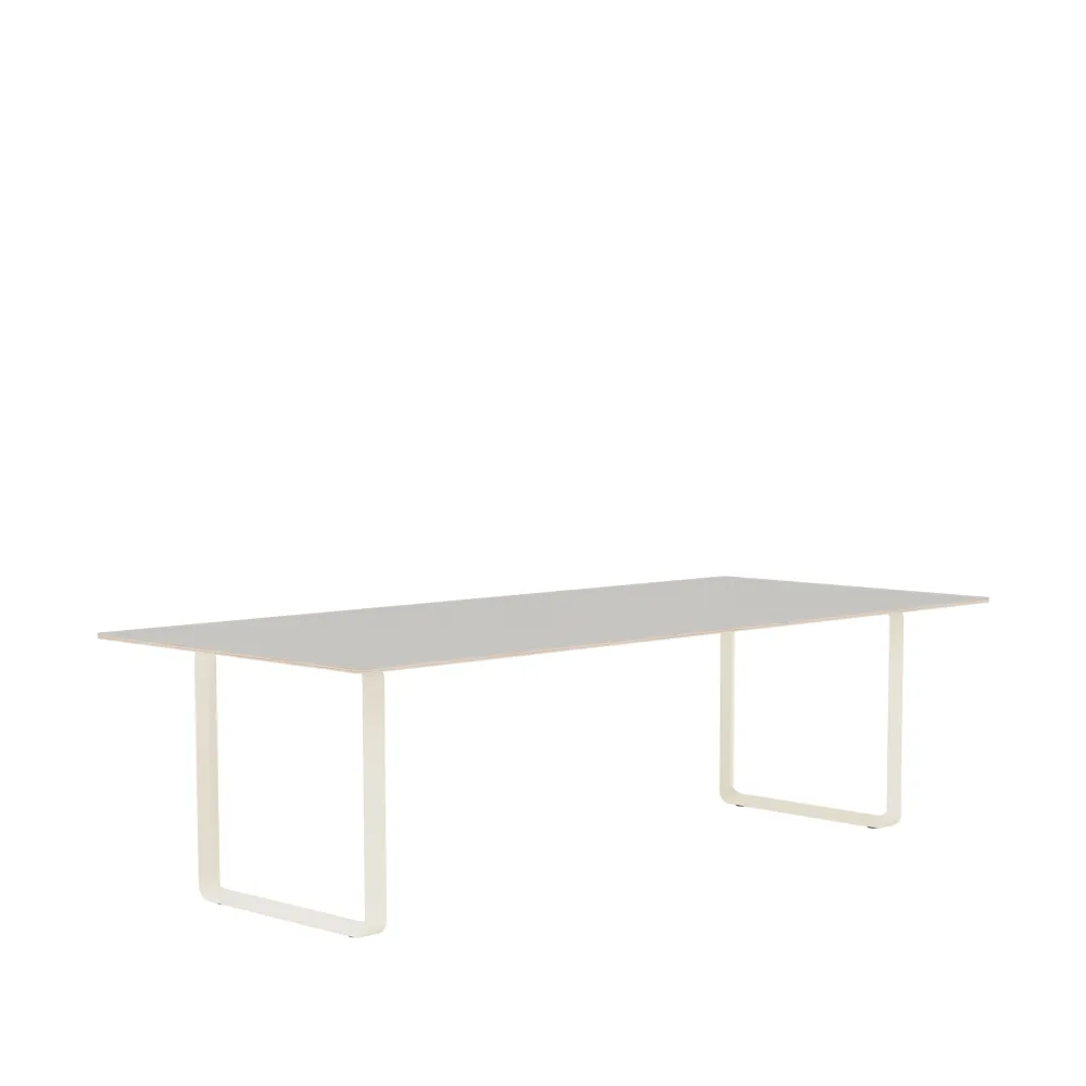 70/70 mesa de jantar 255x108 cm, óleo de linhaça cinzento-compensado-areia Muuto