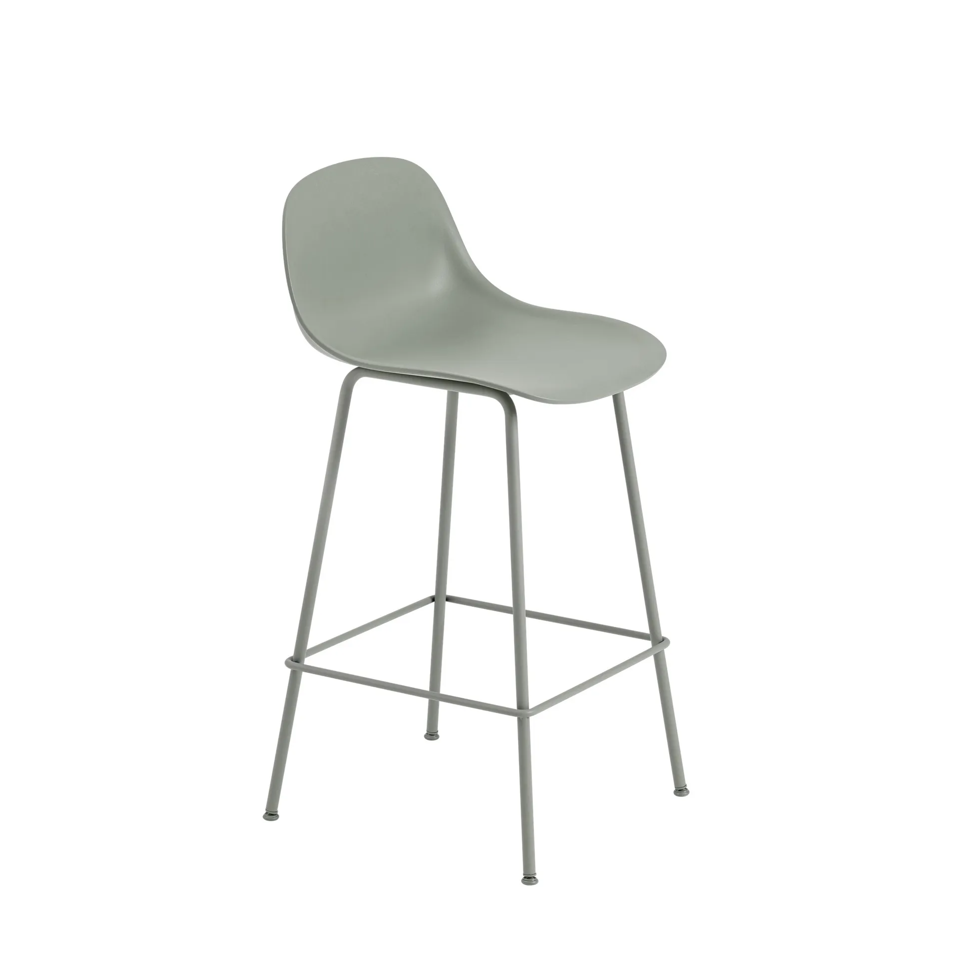 Banco alto Fiber Tube com apoio de costas 65 Cm, dusty green Muuto