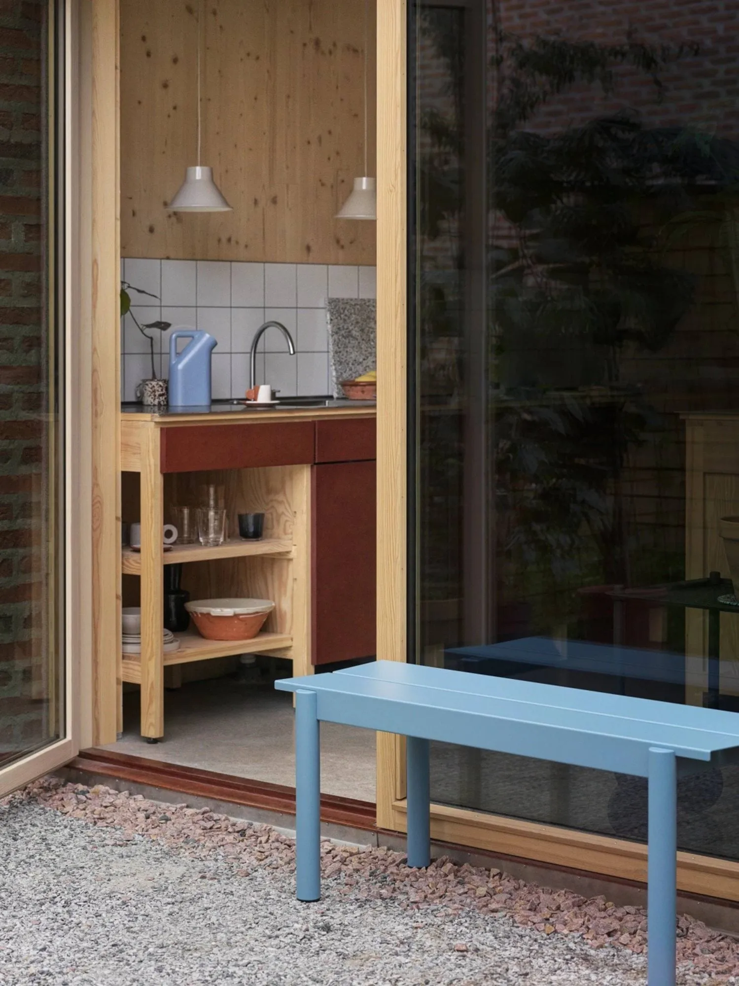 Banco de aço Linear 170 cm, Pale blue Muuto