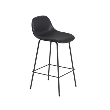 Banqueta em barra 75 cm pernas metálicas Fiber - Refine leather black-Black - Muuto