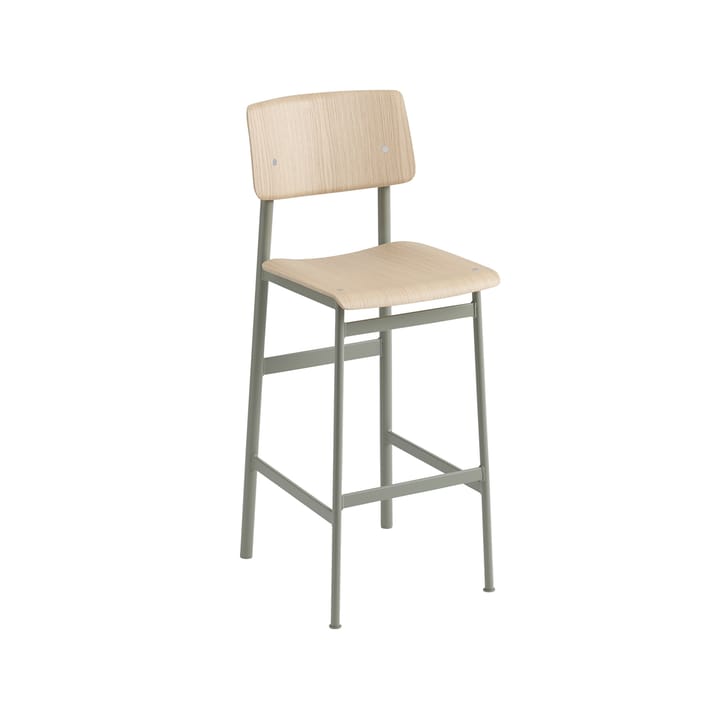 Cadeira bar Loft - carvalho-alto-estrutura aço verde dusty  - Muuto