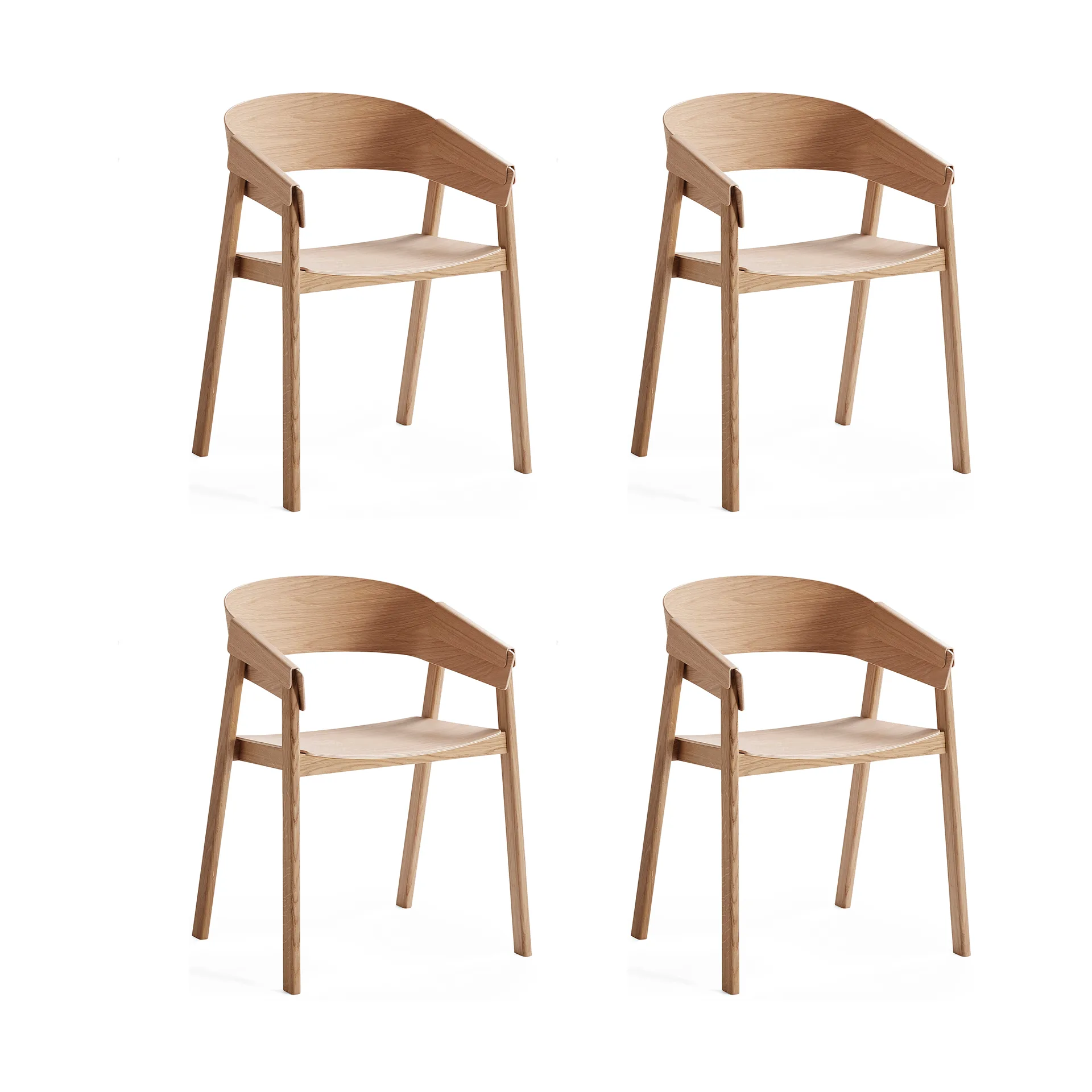 Cadeira com braços Cover Armchair, Carvalho, conjunto de 4 Muuto