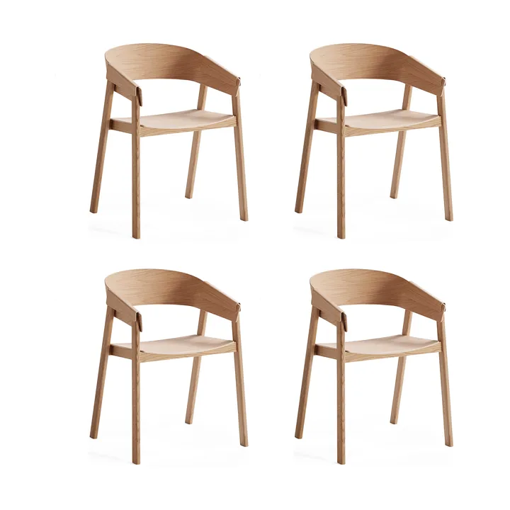 Cadeira com braços Cover Armchair, Carvalho, conjunto de 4 - Muuto