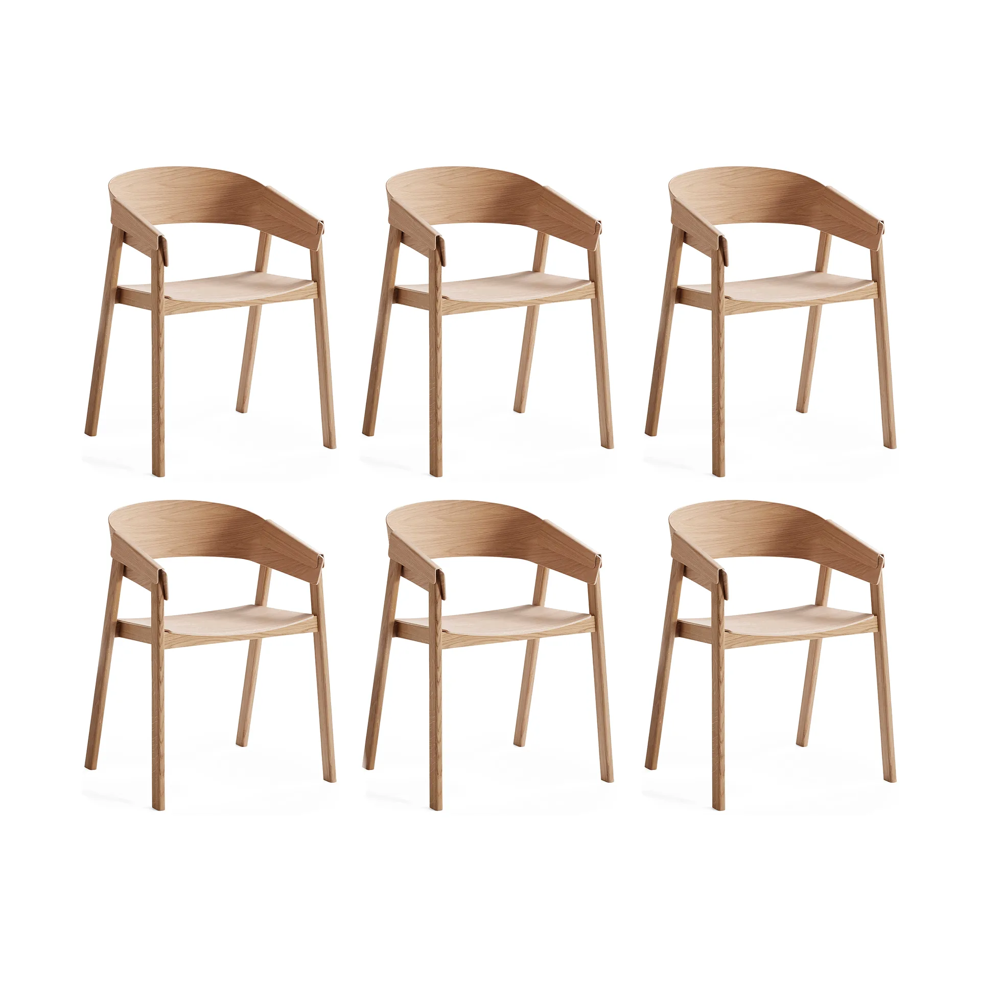 Cadeira com braços Cover Armchair, Carvalho, conjunto de 6 Muuto