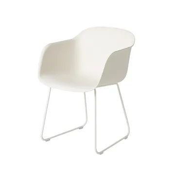 Cadeira com braços Fiber - Branco natural, base branca - Muuto