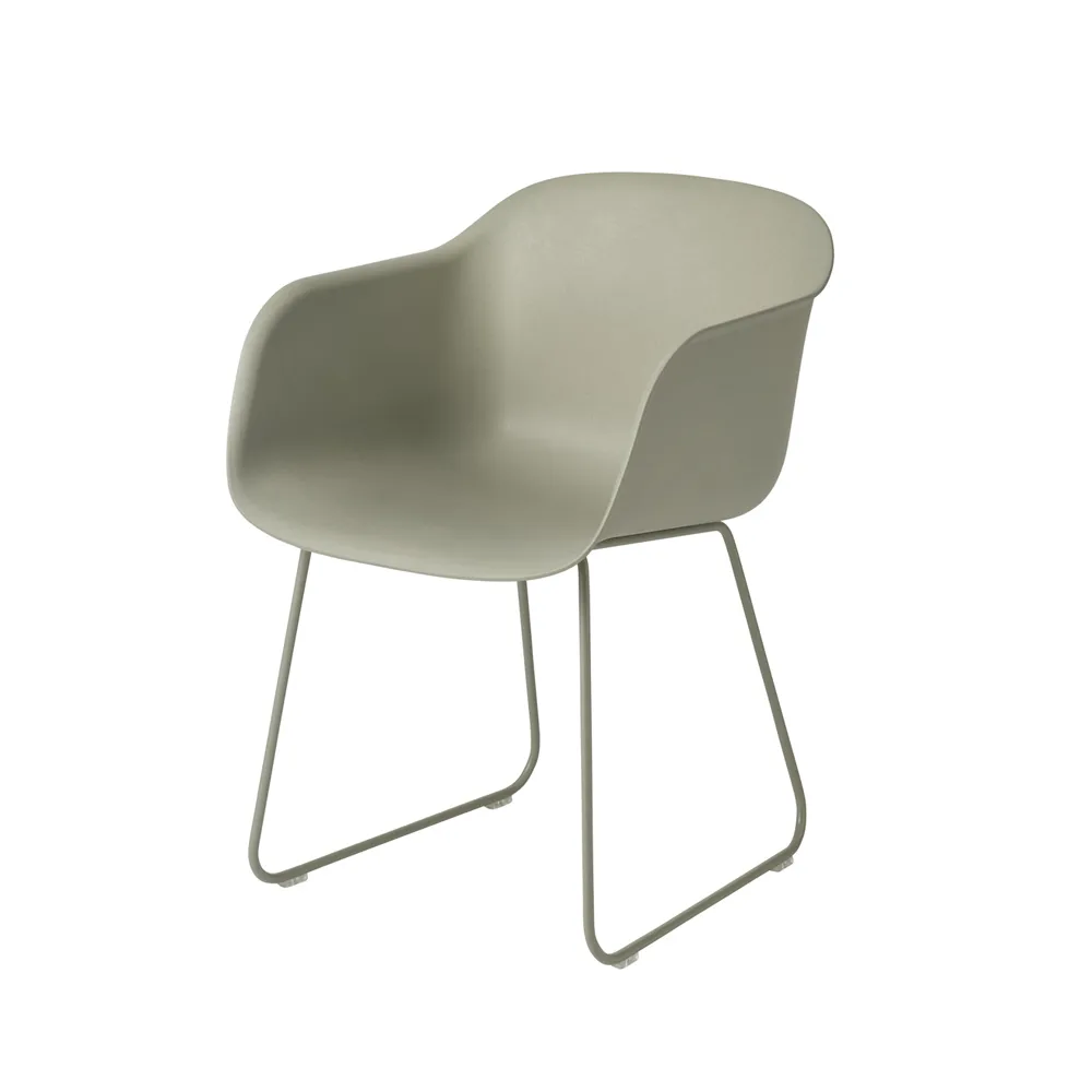 Cadeira com braços Fiber, verde dusty, base verdes Muuto