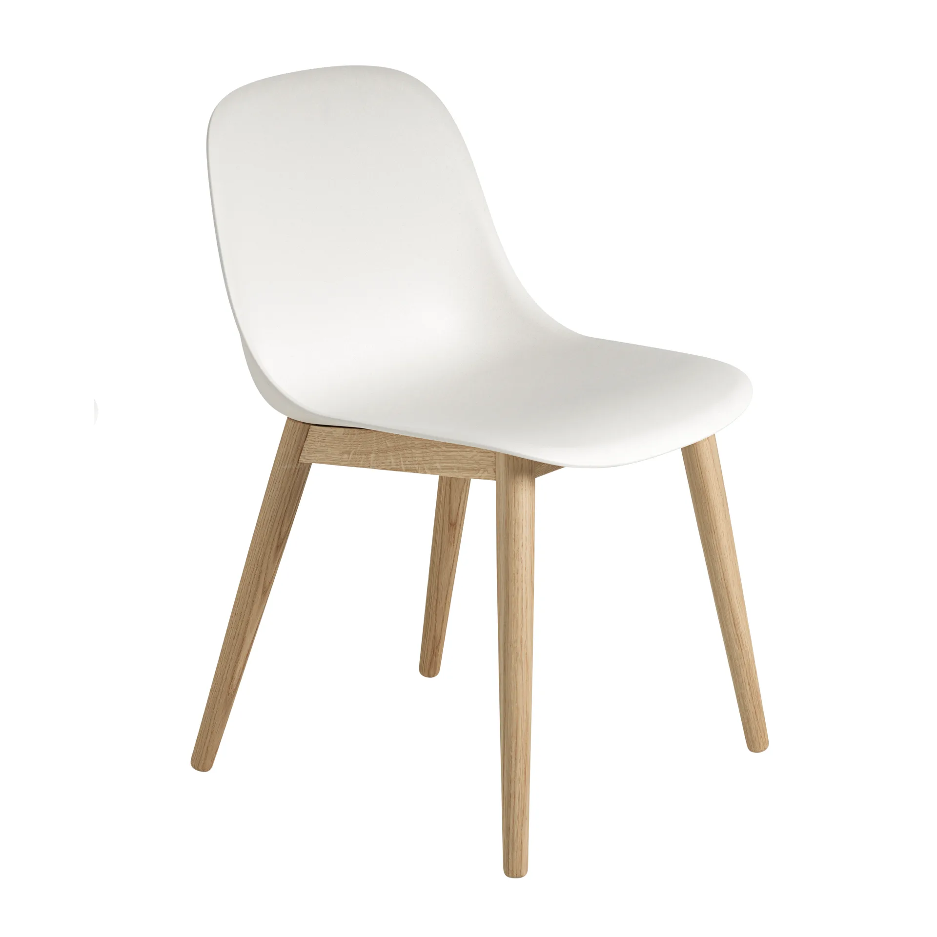 Cadeira com pernas de madeira Fiber Side Chair, branco-carvalho Muuto