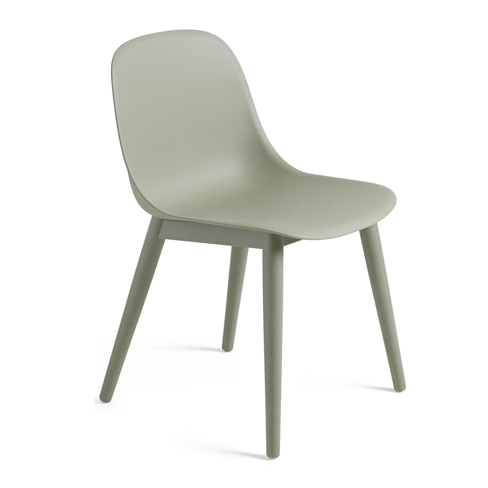 Cadeira com pernas de madeira Fiber Side Chair, dusty green Muuto