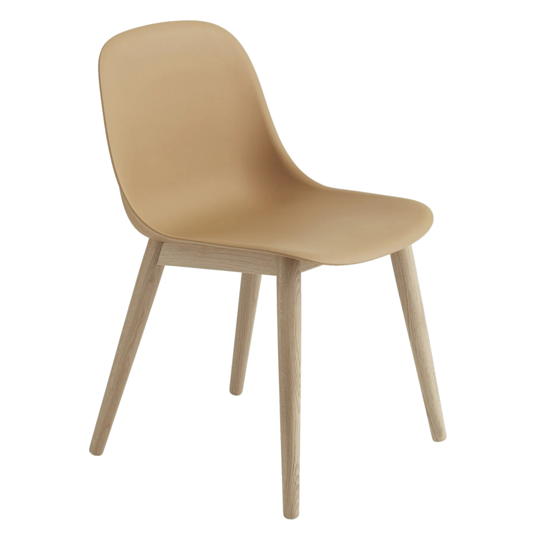 Cadeira com pernas de madeira Fiber Side Chair, Ocre-carvalho Muuto