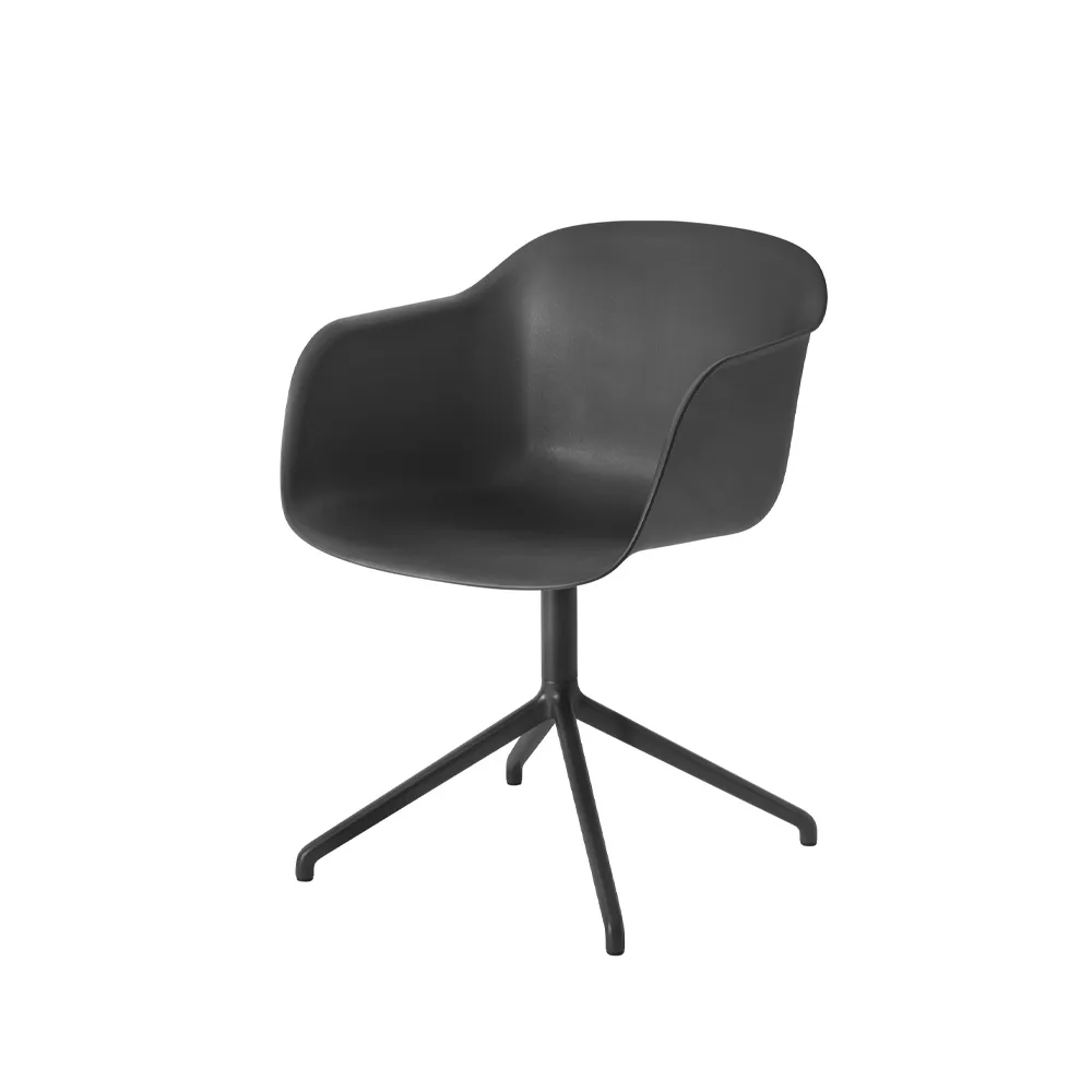 Cadeira de escritório base giratória e apoio braços Fiber, Black-anthracite black base Muuto