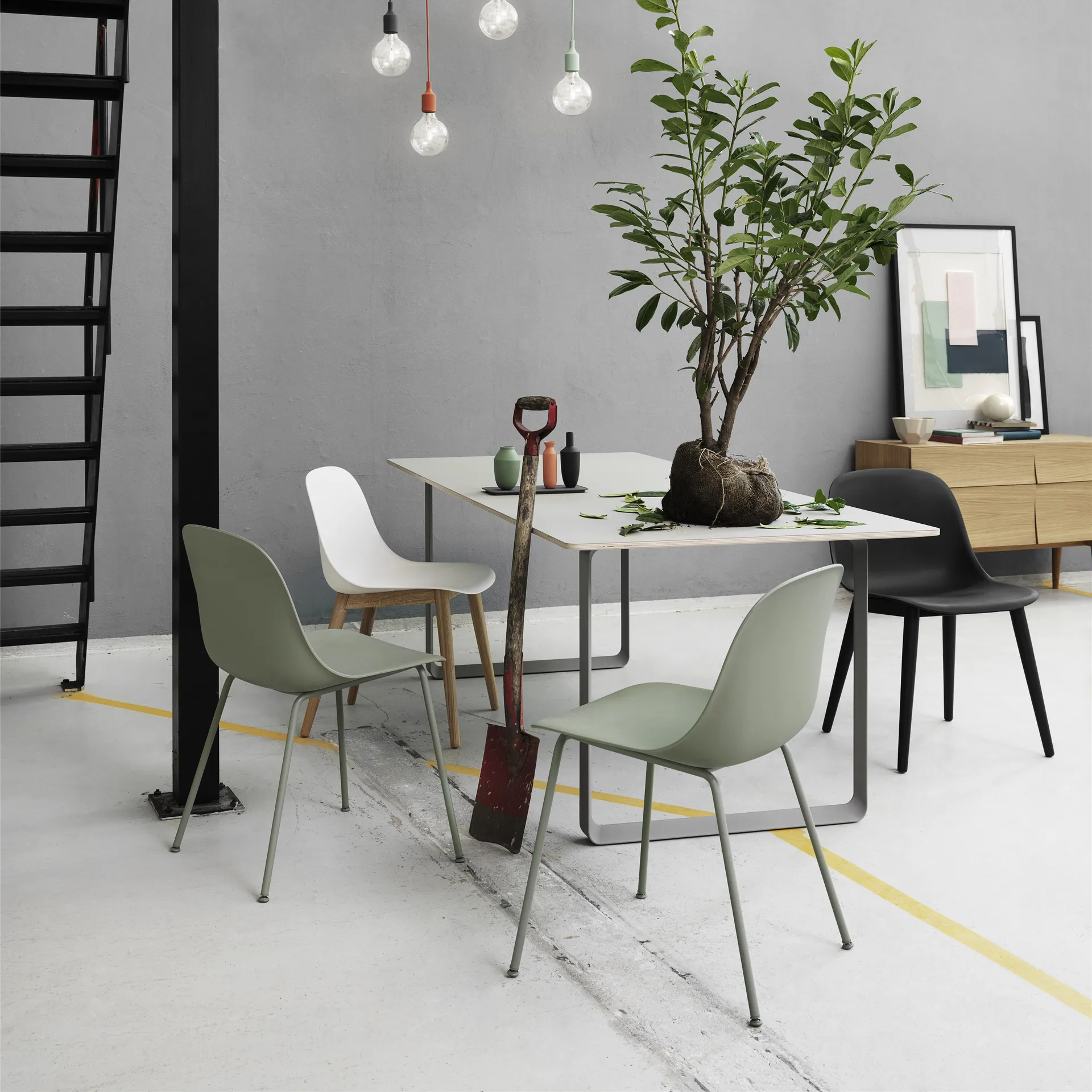 Cadeira Fiber Side, Dusty green (plástico) Muuto